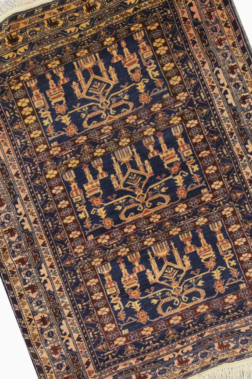Tapis d'Orient Baluch tissé main, laine bleue, tapis de salon traditionnel photo for sale