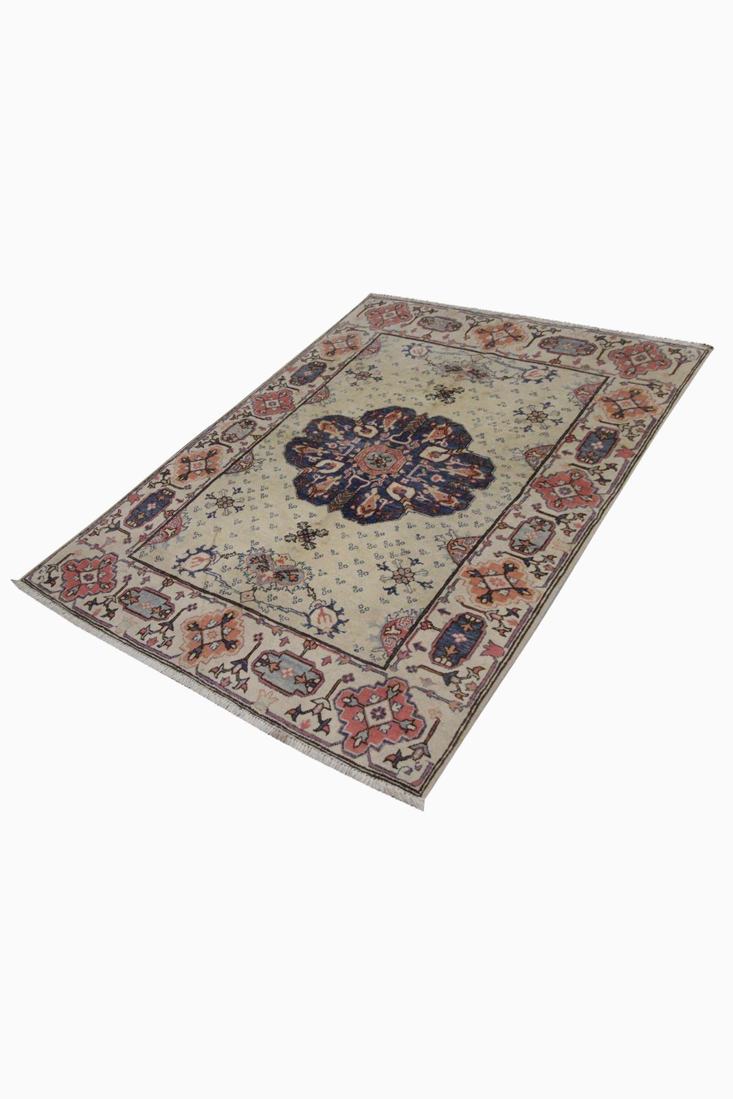 Crème Vloerkleed met Medaillon Oosters Tapijt Handgemaakt Symmetrisch Woonkamer Vloerkleed photo furniture