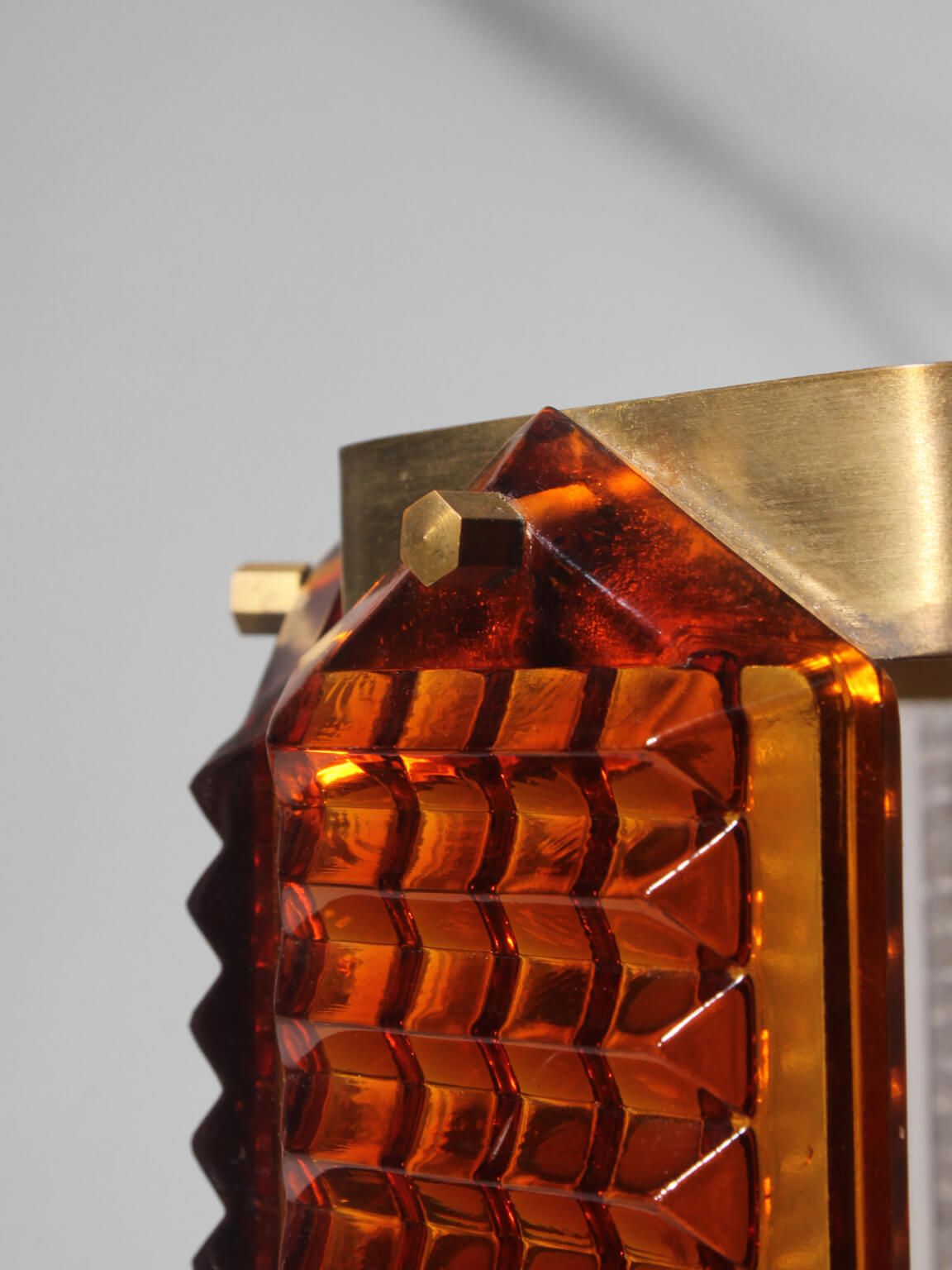 Wiktor Berndt Mid-Century Kristallen Plafondlamp met Messing, voor Flygsfors, Zweden photo 4960.0