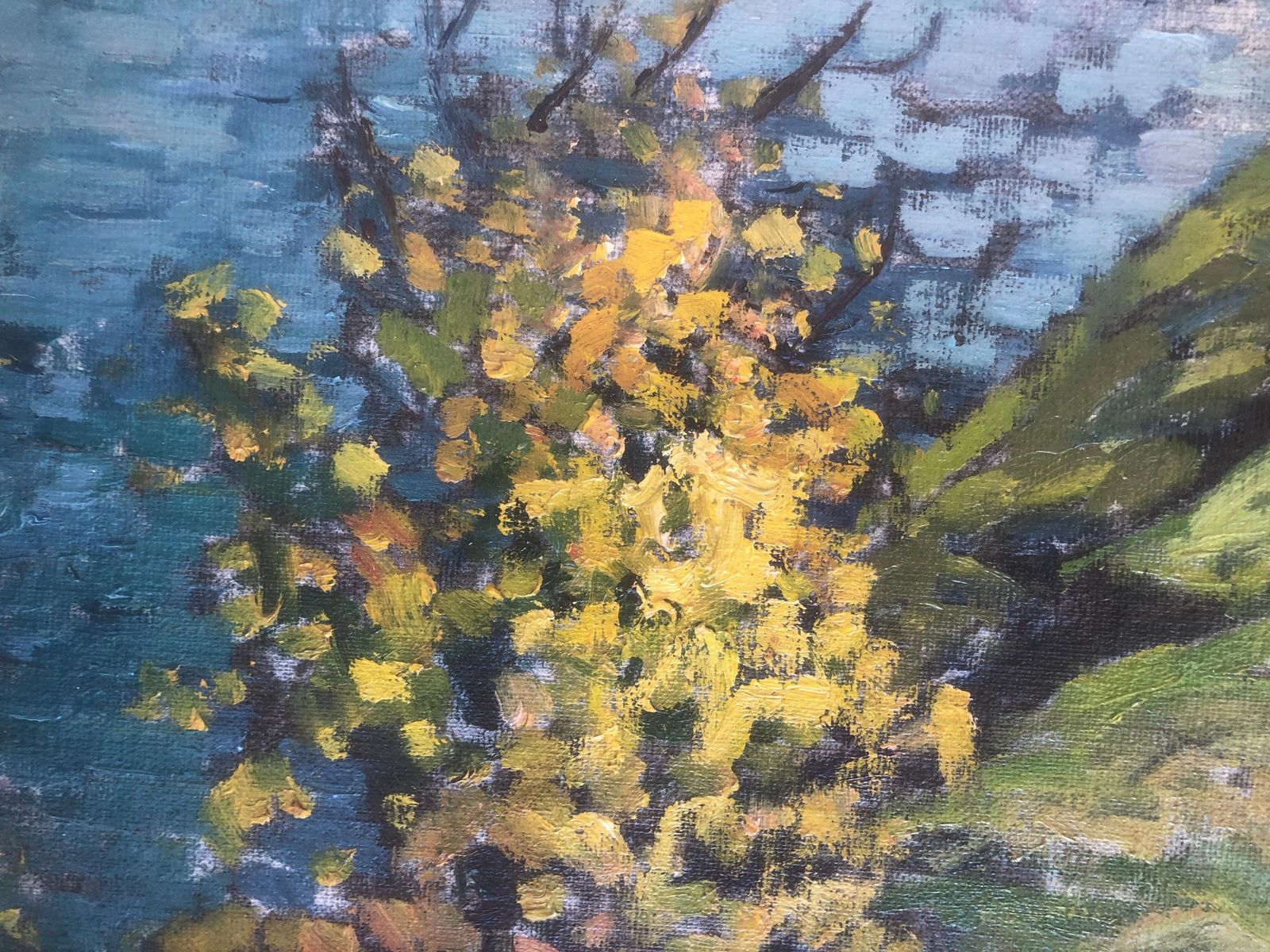 Peinture de paysage à l'huile Rafael Duran Benet, rivière Dordogne, campagne française, post-impressionniste, vers 2000 photo Art