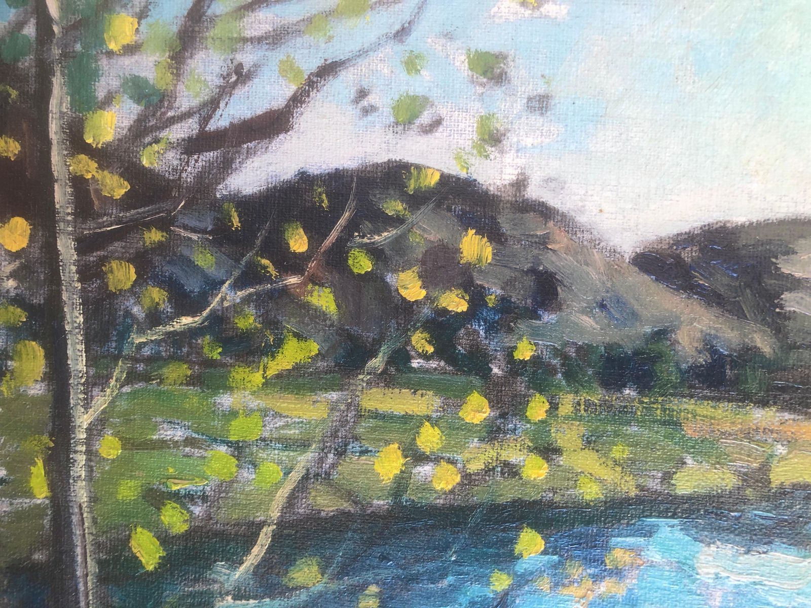 Peinture de paysage à l'huile Rafael Duran Benet, rivière Dordogne, campagne française, post-impressionniste, vers 2000 photo vinterior