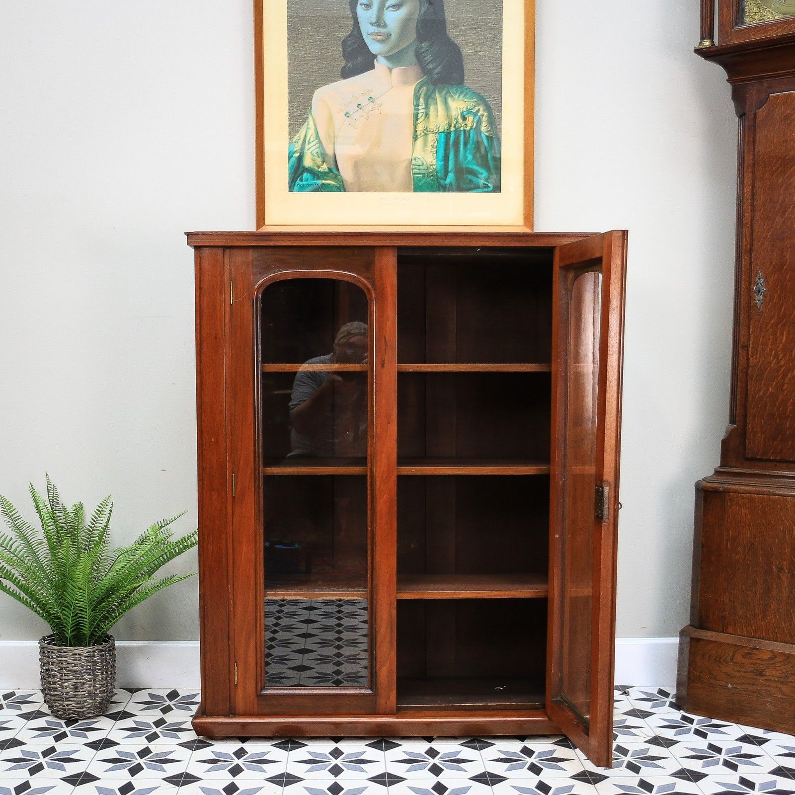Antique Bookcase Victorian Glazed Bookcase Cabinet In Mahogany photo 595.0