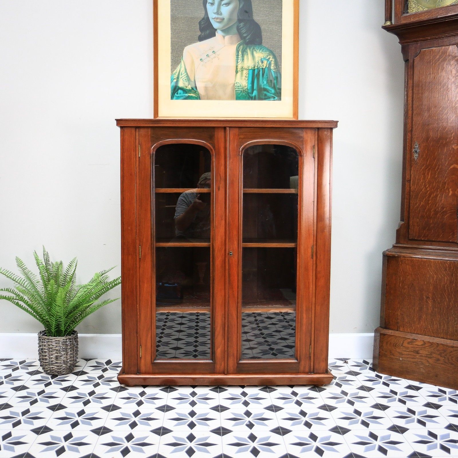 Antique Bookcase Victorian Glazed Bookcase Cabinet In Mahogany photo vinterior