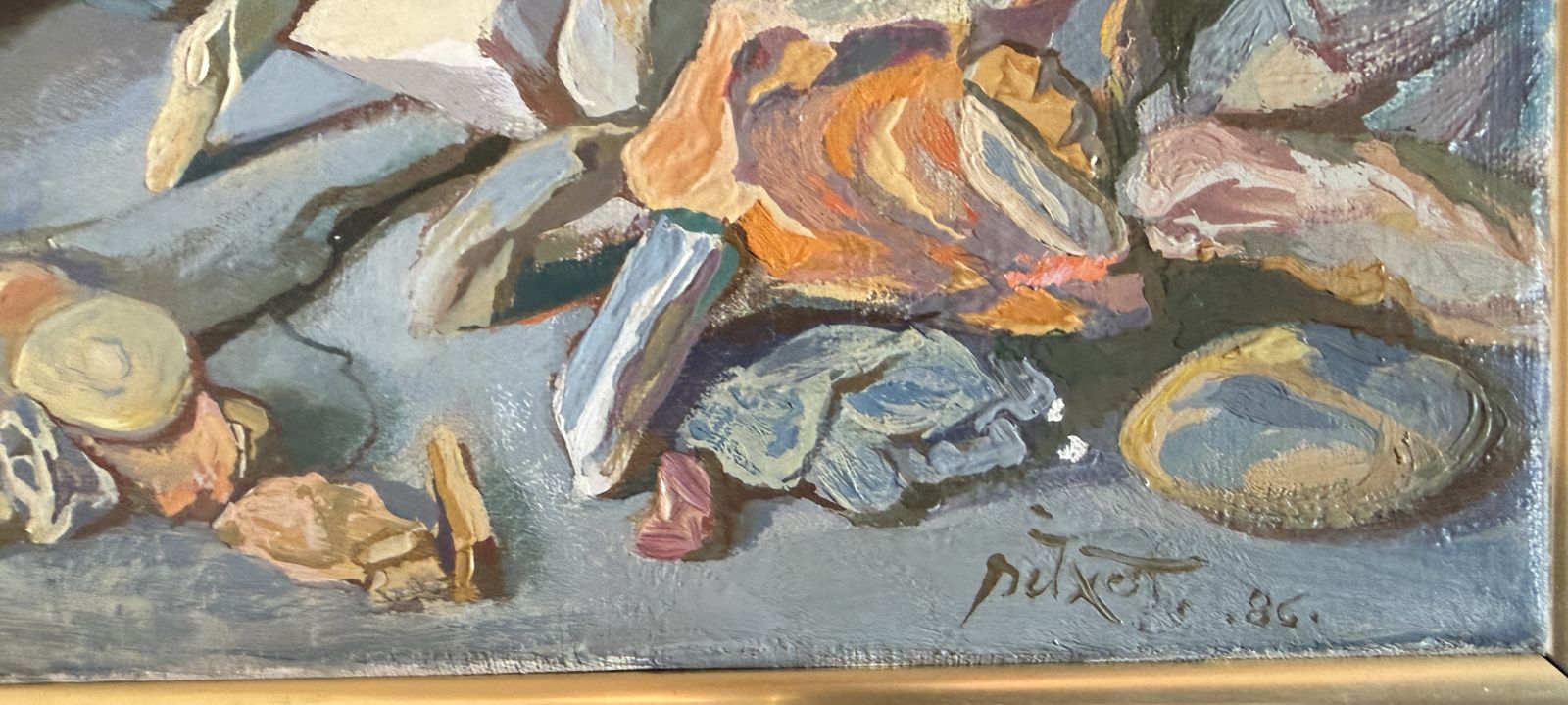 Antoni Pitxot Surrealist Mediterranean Rocky Figures And Coastal Fantasy Oil Painting 1986 photo furniture