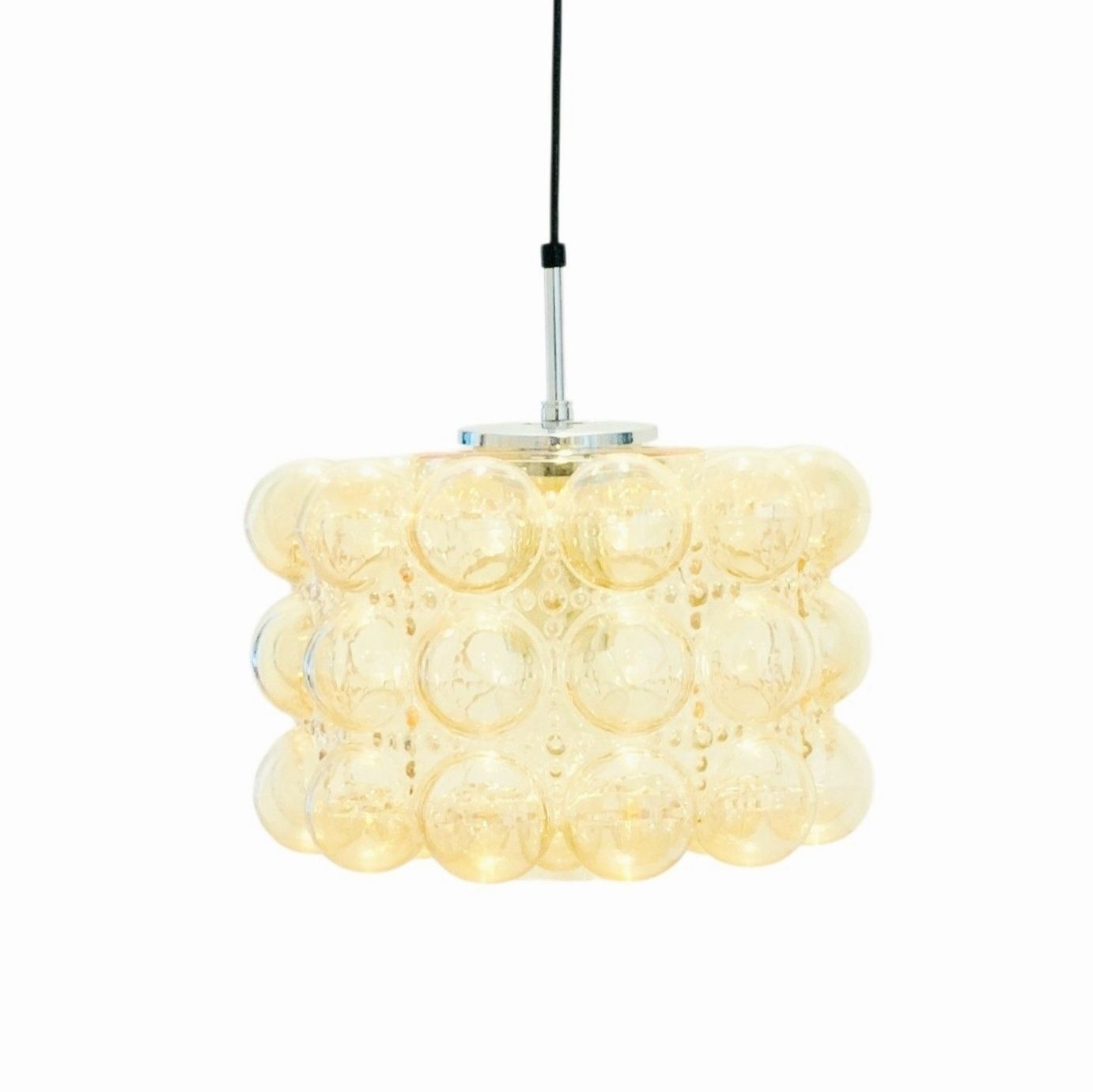 Grote Mid-Century Modern Amber Bubble Glazen Hanglamp van Helena Tynell voor Limburg, Duitsland, jaren 1960