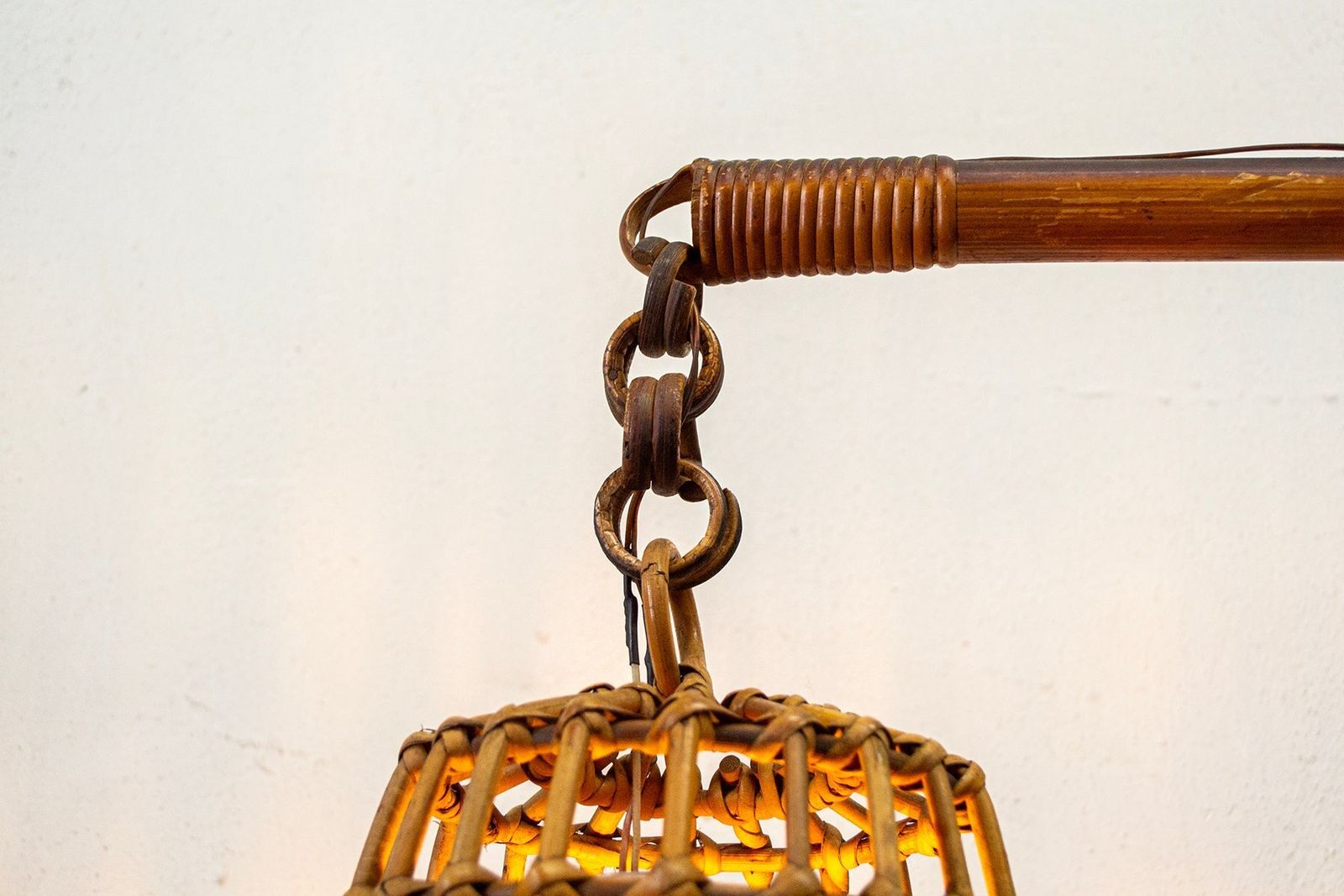 Vloerlamp van rotan en bamboe, Italië, 1950 photo Verlichting