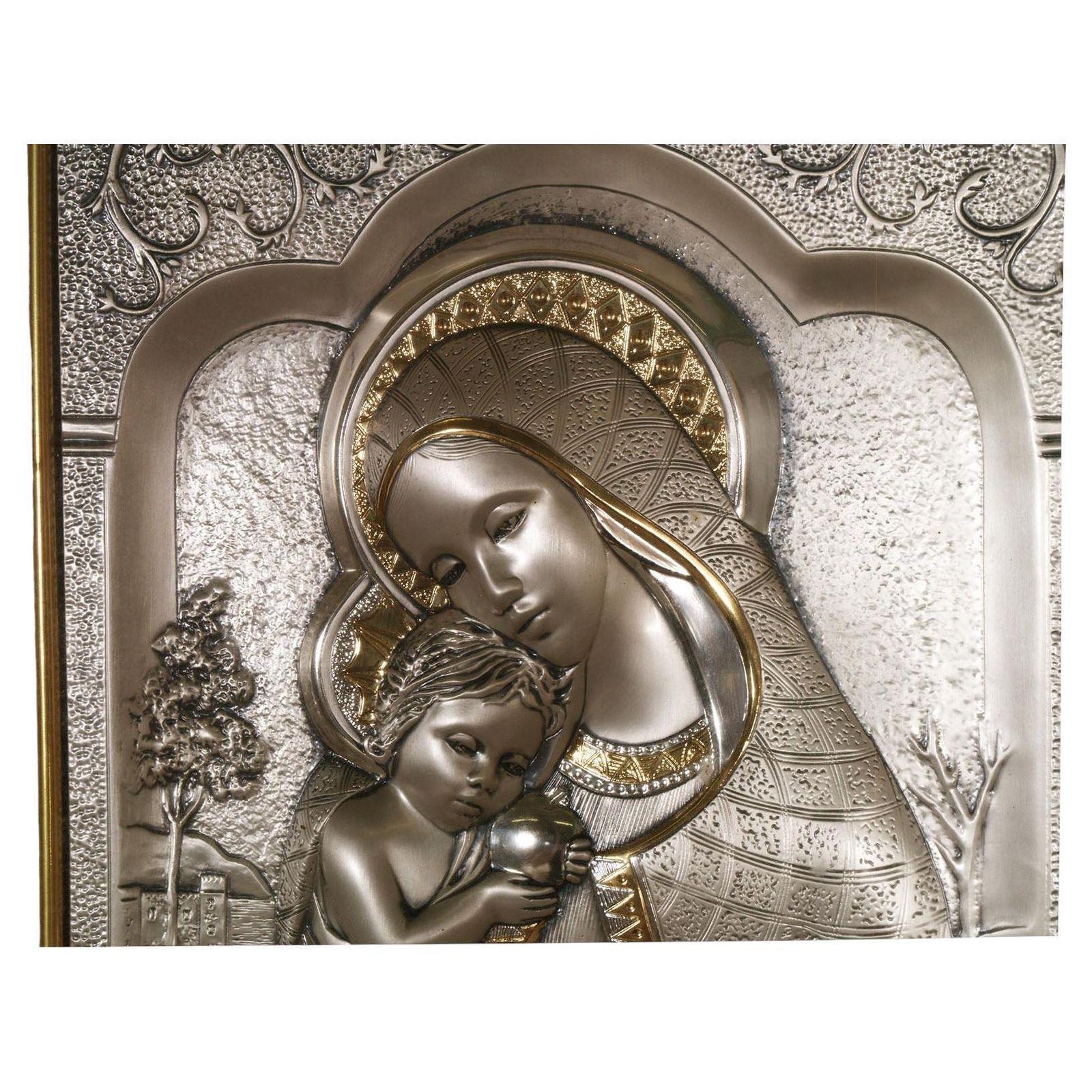 Italiaanse gedreven zilveren plaquette met Madonna en Kind, door Guerrini, zilver 925 photo 9555.0