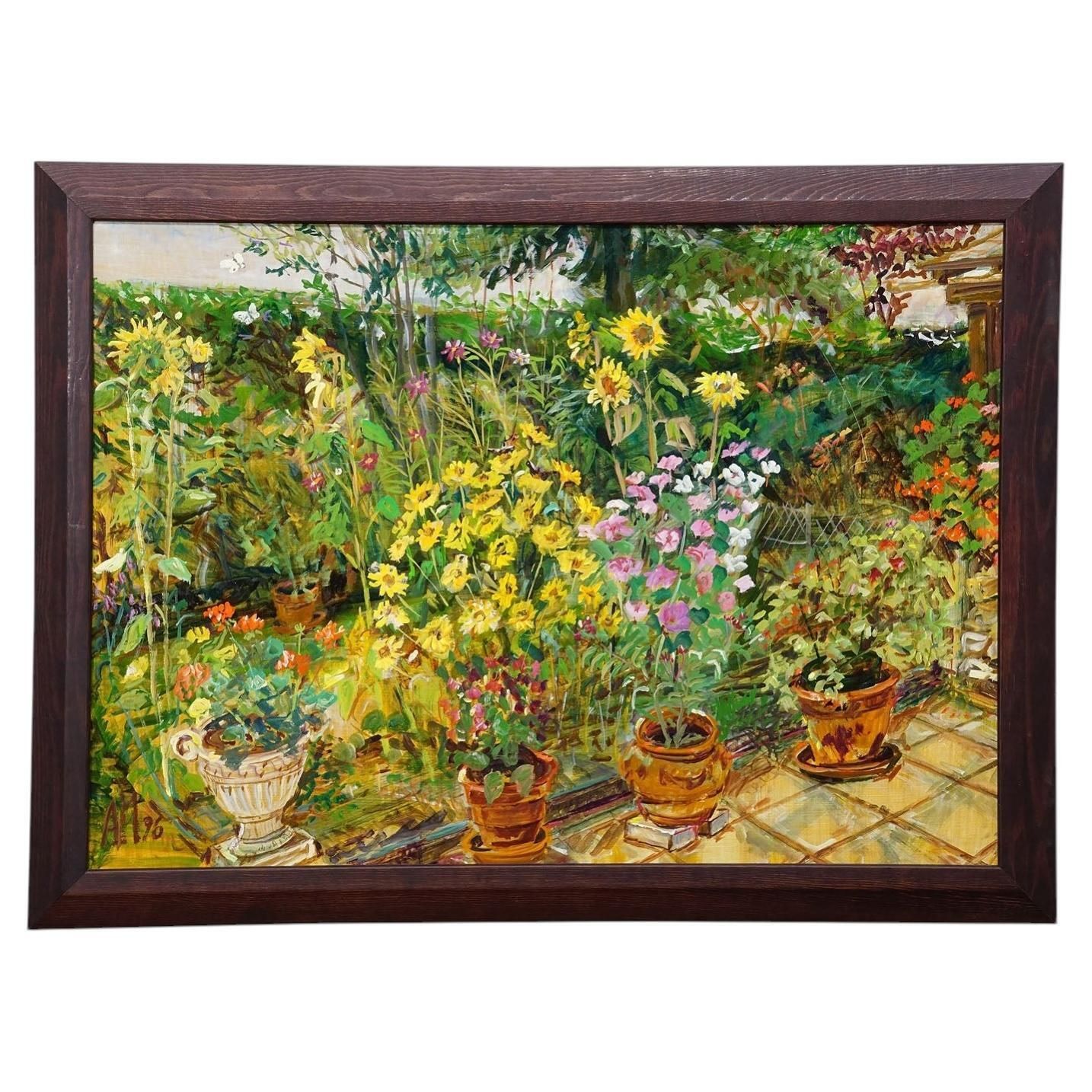 In The Neighbor’s Garden, 1996 – Oil Painting By Alexander Michael