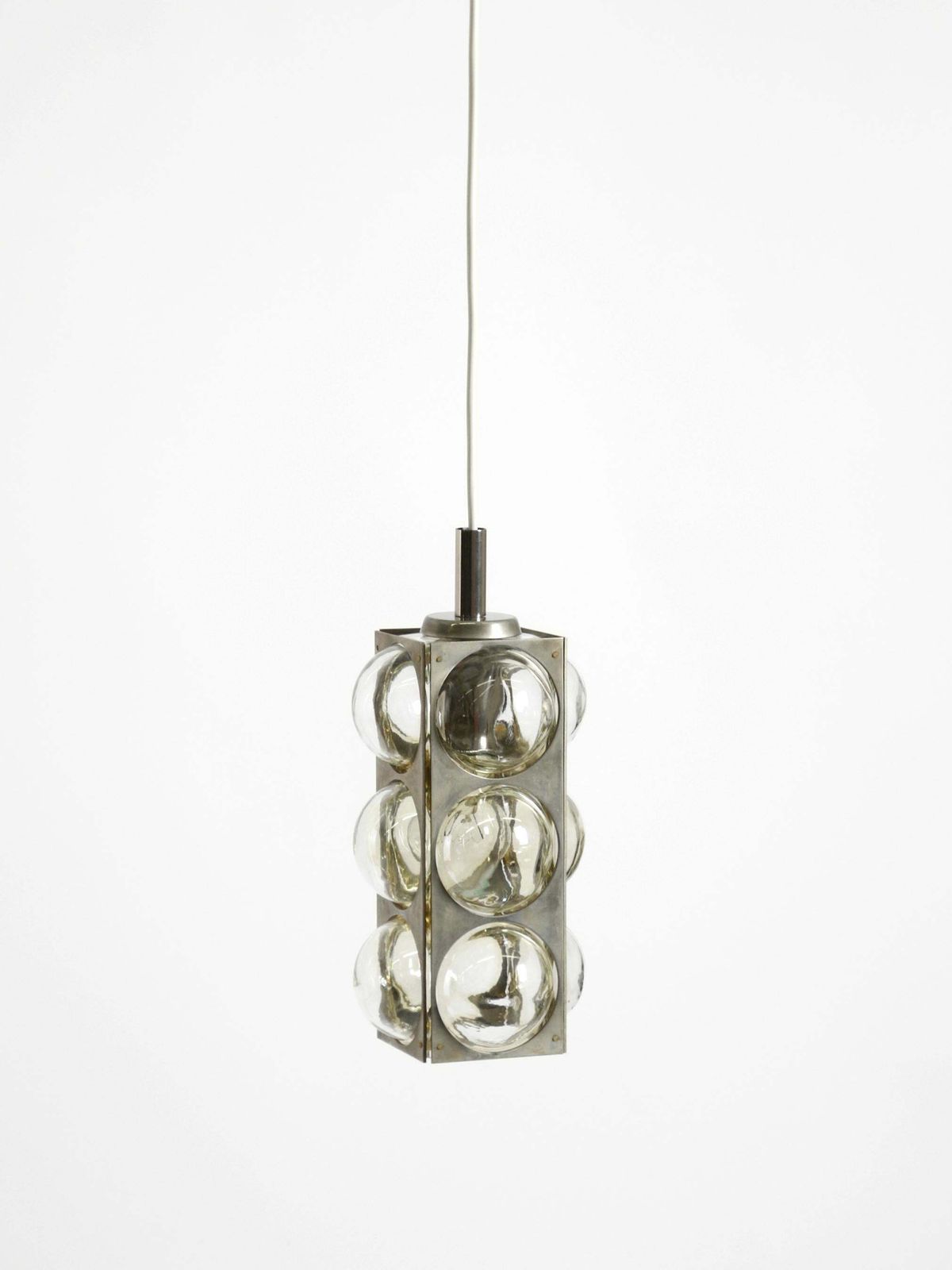 Space Age Hanglamp uit de jaren 1960 van Temde, Glas en Vernikkeld Metaal photo Verlichting