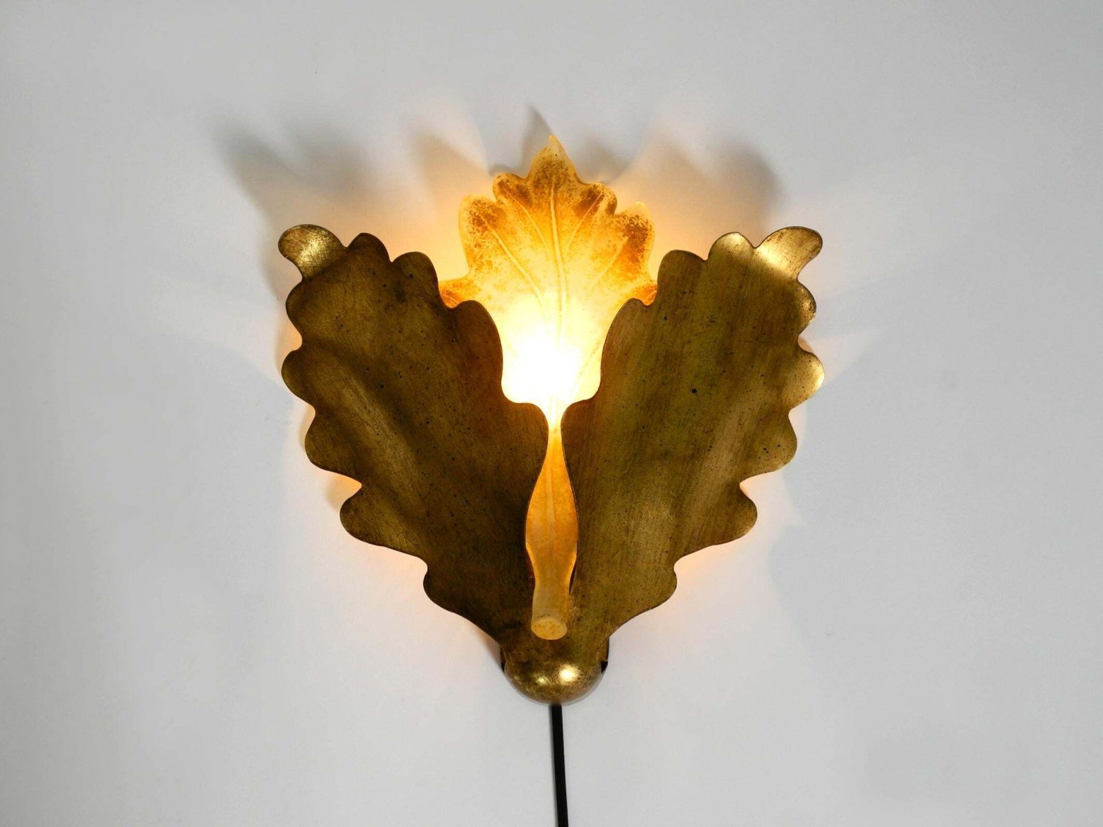 Beautiful, Rare Gold Plated Glass And Metal Wall Lamp By Banci Firenze, Italy photo vintage