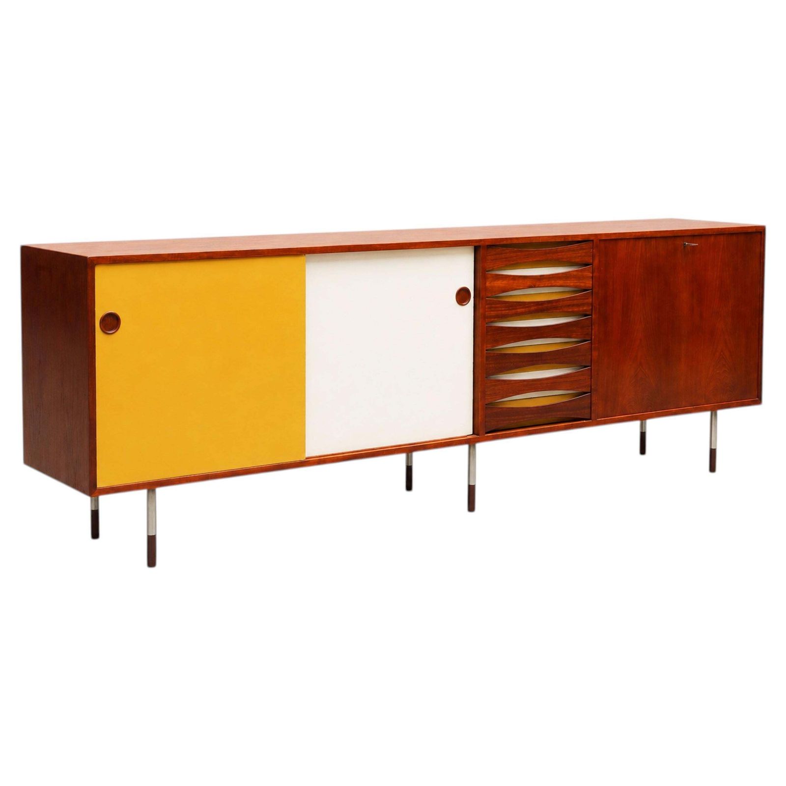 Rare Arne Vodder Model 29a “Triennale” Sideboard In Teak For Sibast, Denmark.