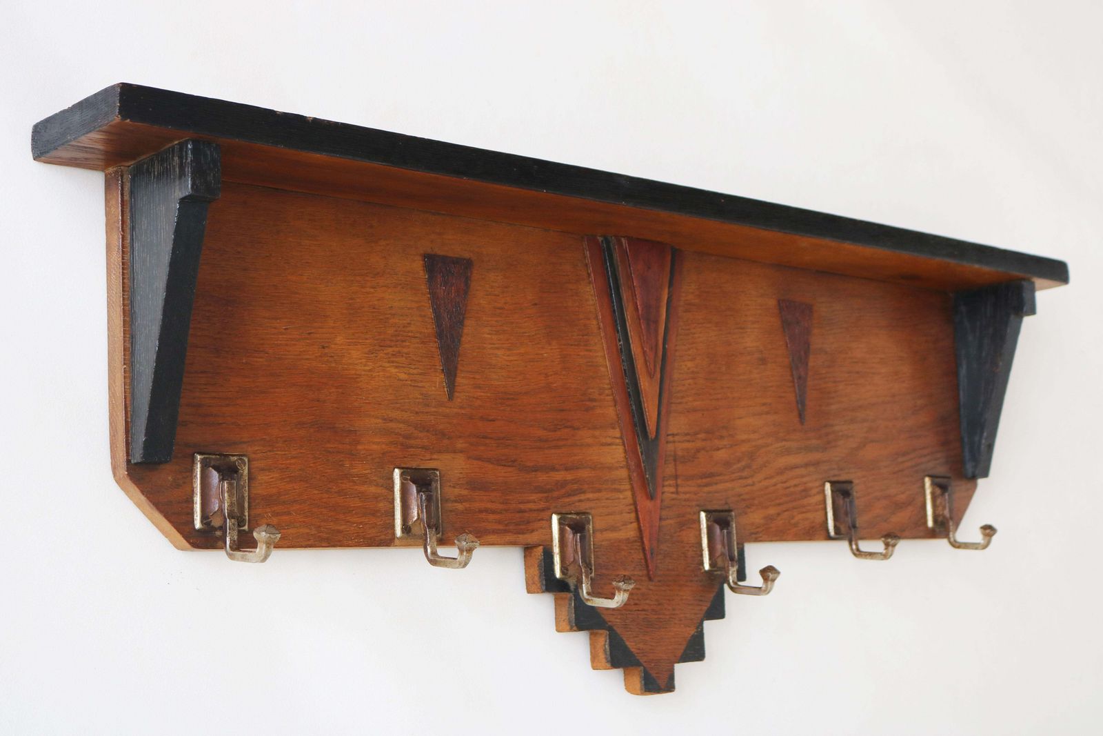 Porte-manteau d'époque Art déco, école d'Amsterdam, en chêne, 1920 photo furniture