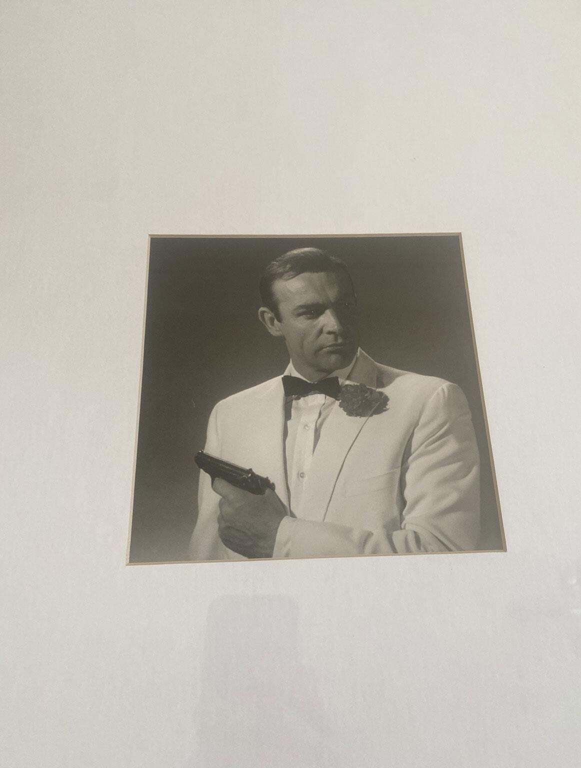 Black And White Vintage Print Of Sean Connery As James Bond In Black Frame photo Art