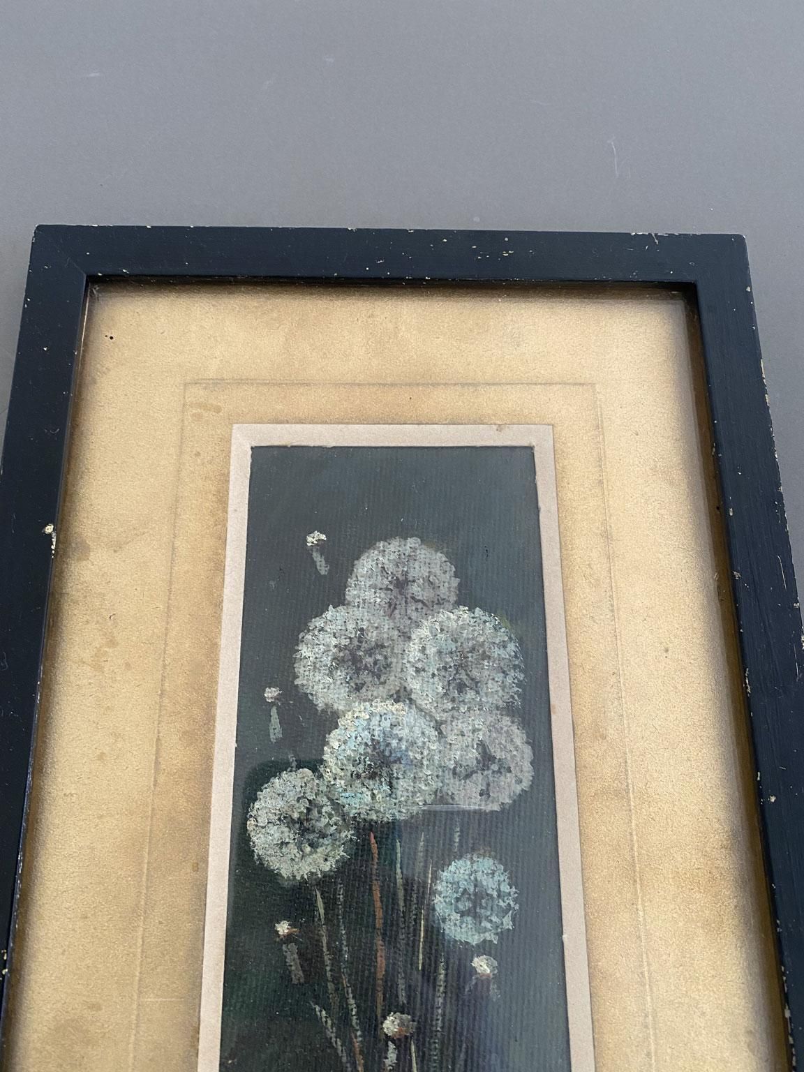 Italiaans antiek art deco olieverfchilderij met paardenbloemen van Giovanni Zorris photo Kunst