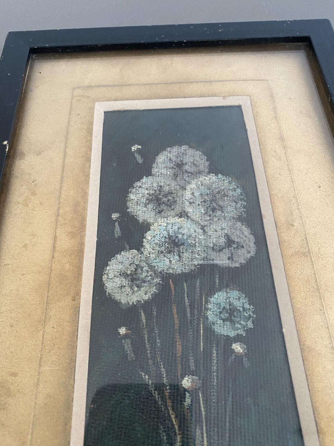 Italiaans antiek art deco olieverfchilderij met paardenbloemen van Giovanni Zorris photo vintage