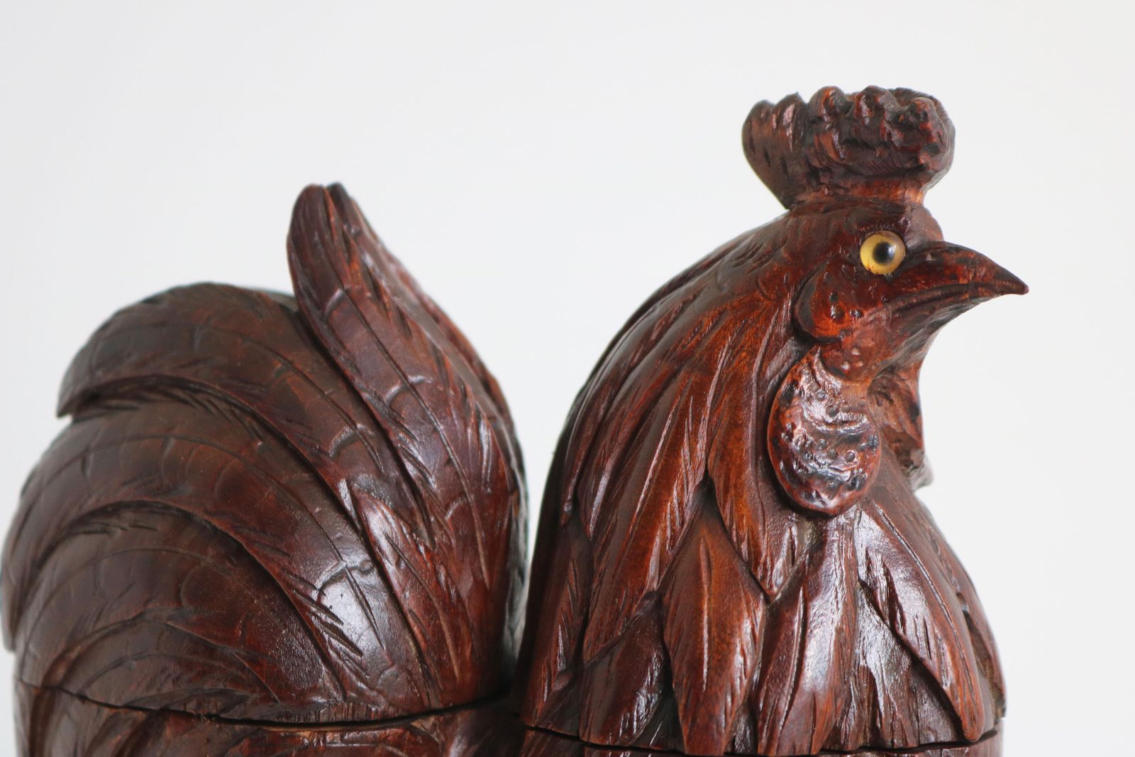 Encrier Forêt-Noire en forme de coq, verre soufflé, sculpté à la main, XIXe siècle, Suisse photo for sale