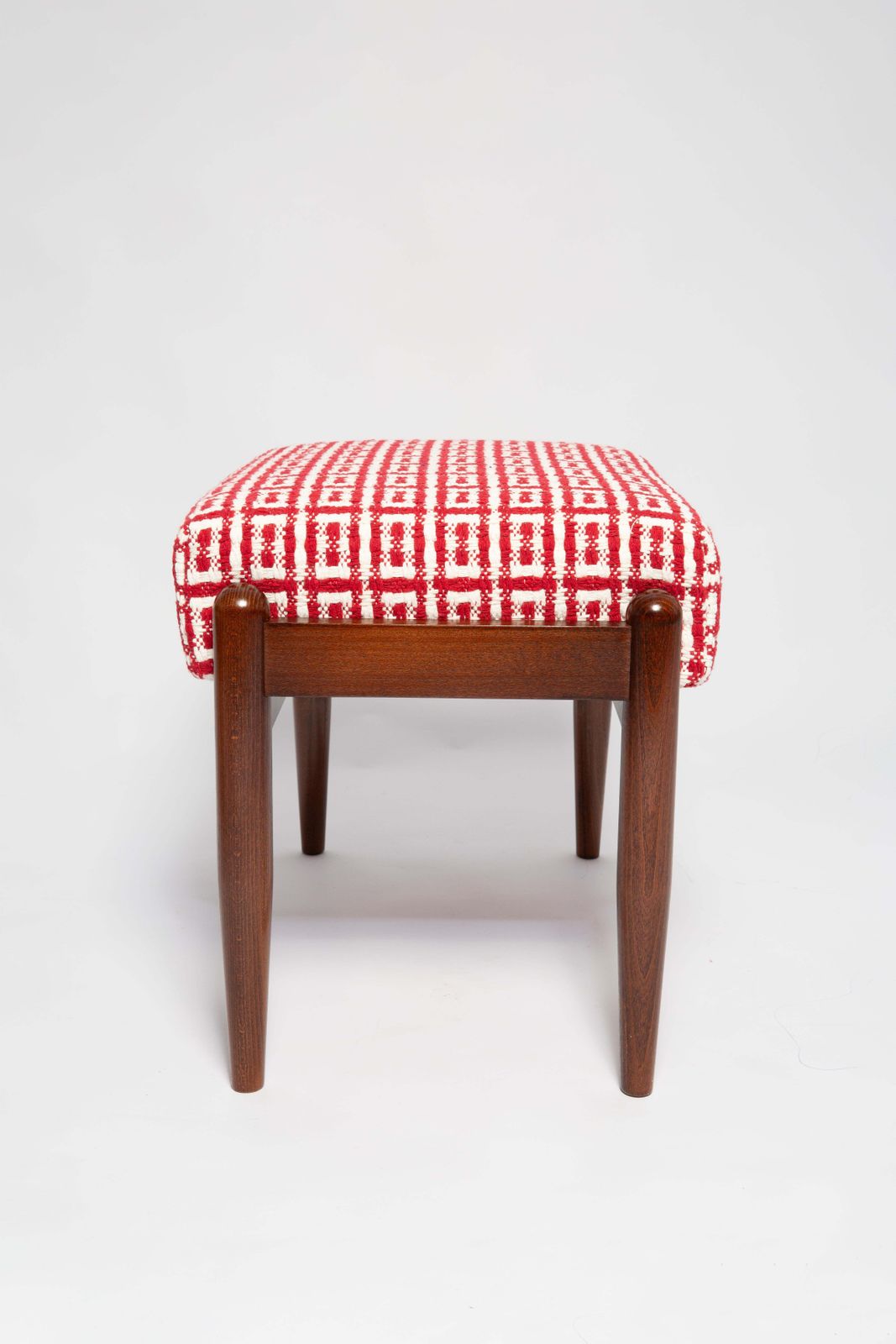 Mid Century Gfm Stool In Geometric Tweed Jacquard Dedar, E. Homa, Europe, 1960s photo vinterior