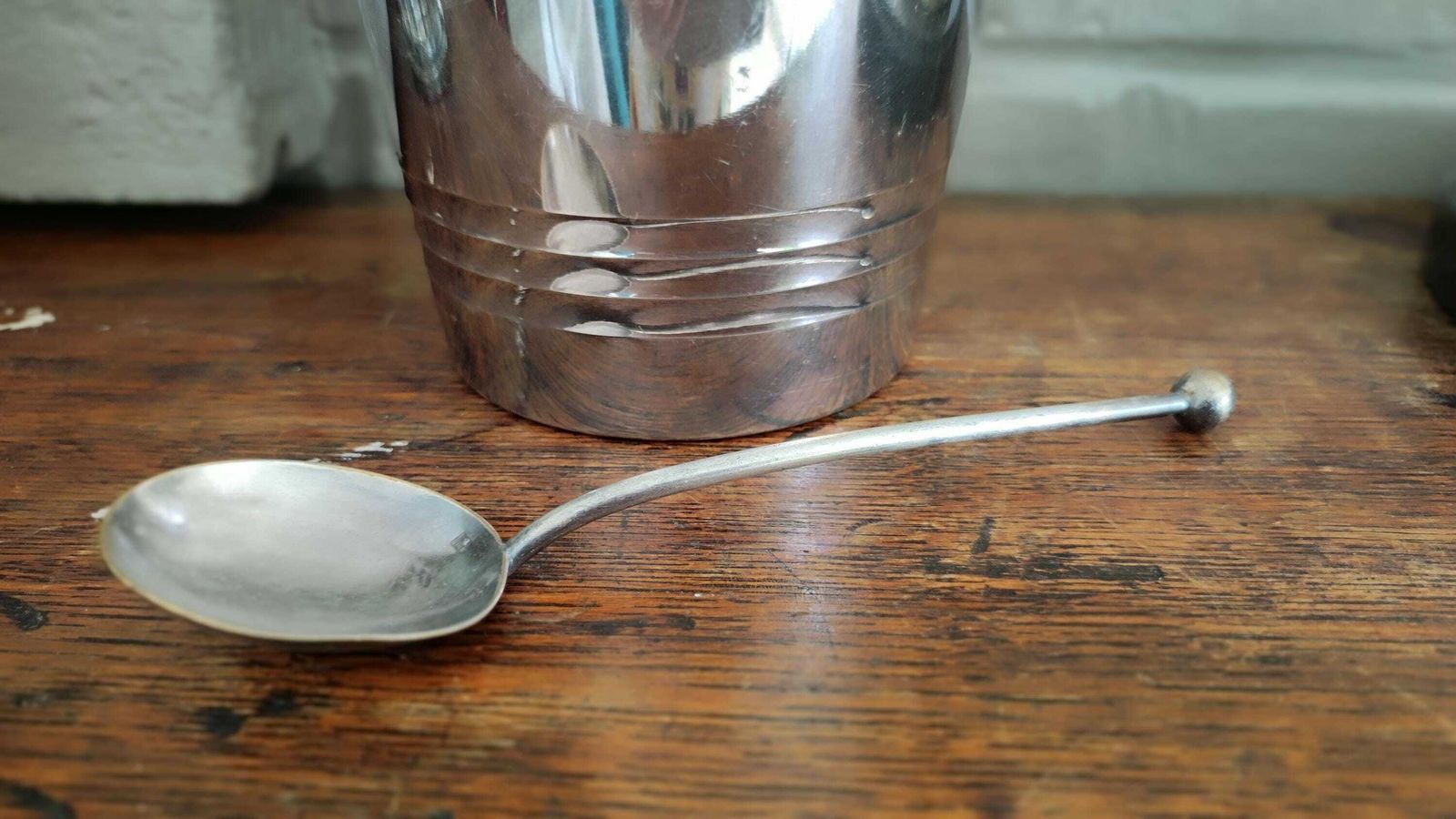 Seau à glace d'époque en métal argenté avec cuillère, orfèvre Le Jean & Froidure photo vinterior