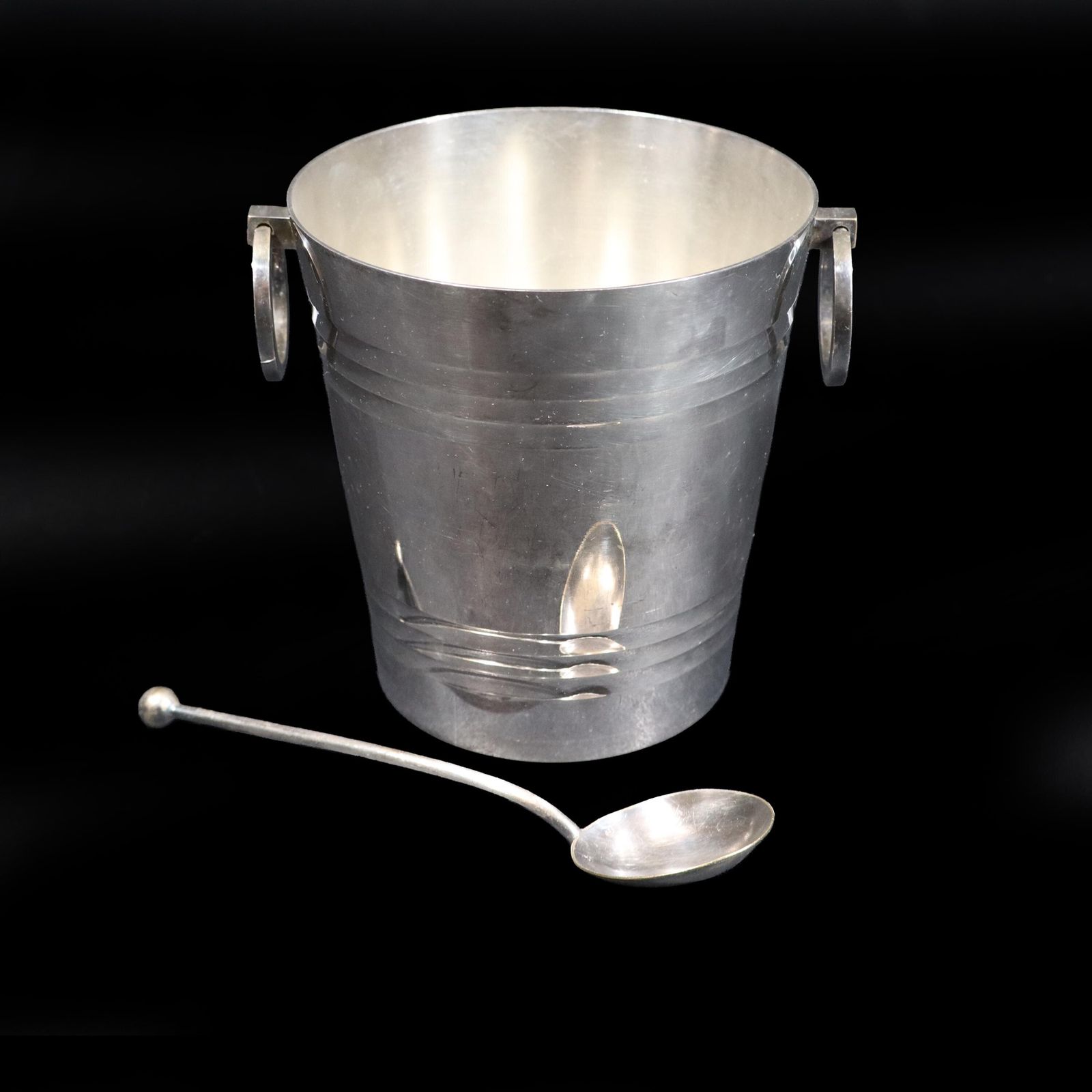 Seau à glace d'époque en métal argenté avec cuillère, orfèvre Le Jean & Froidure photo buy