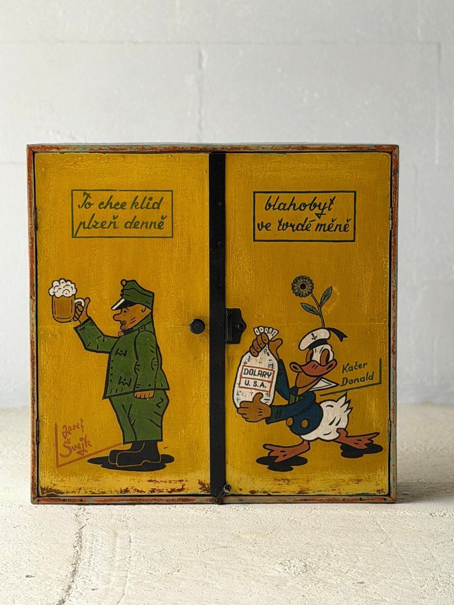 photo vintage Mid Century Hand Painted Cabinet, Former Czechoslovakia, 1970s