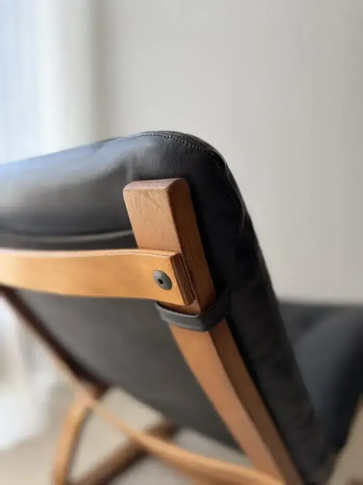 Mid-Century Fauteuil in Zwart Leer van Multiplex, jaren 1970 photo vinterior