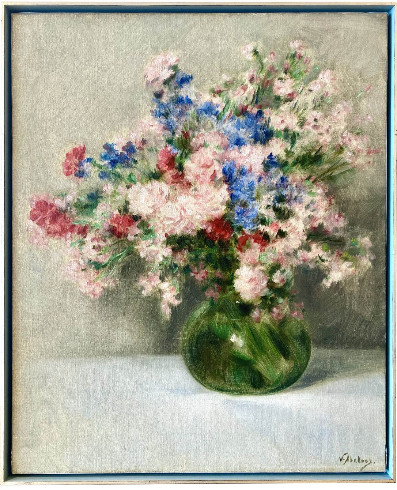 'Bouquet Of Flowers In A Green Vase' door Victor Abeloos (1881 – 1965)