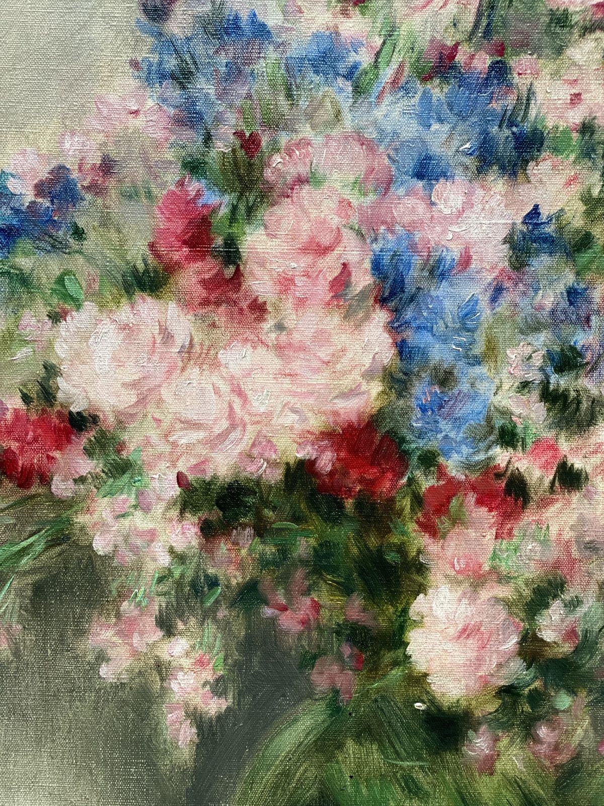'Bouquet Of Flowers In A Green Vase' door Victor Abeloos (1881 – 1965) photo vintage