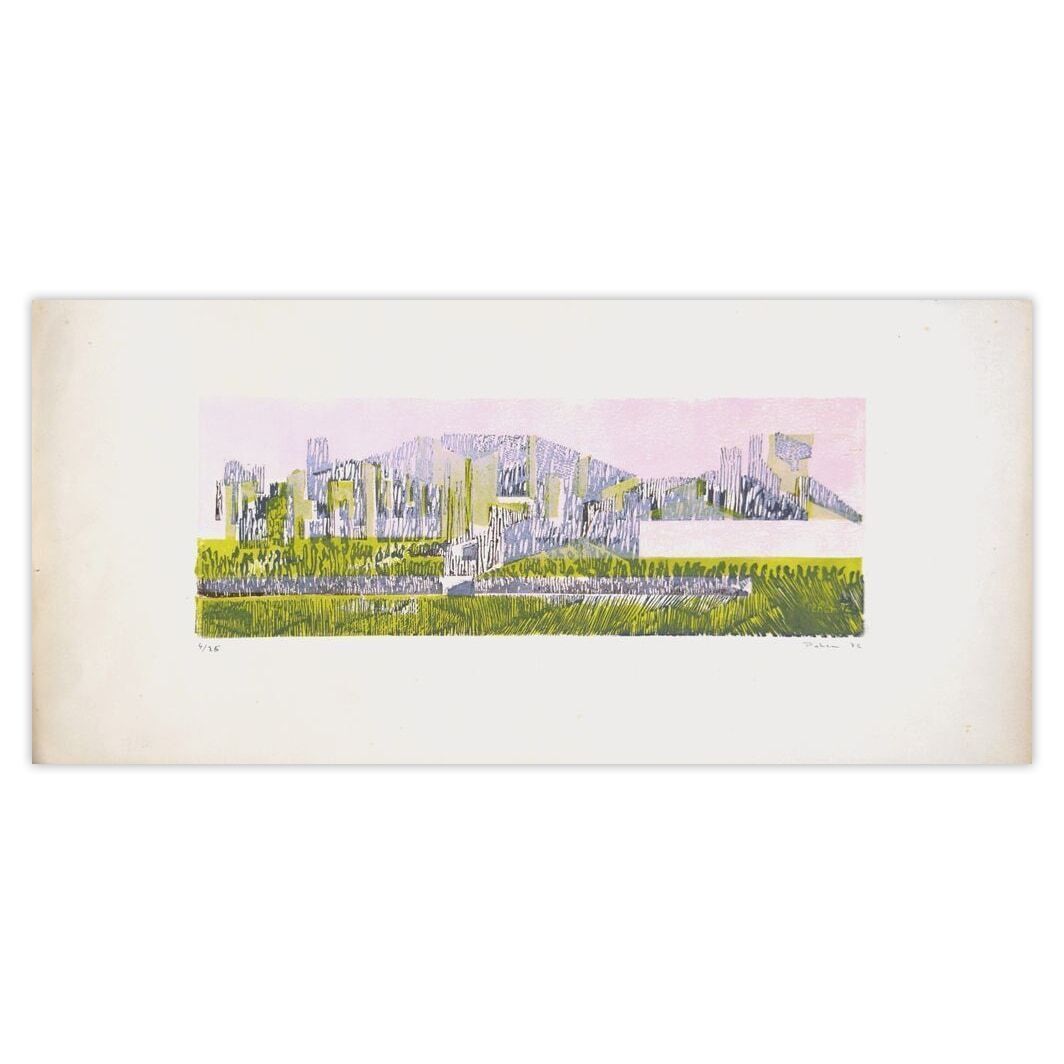 Monique Pehem (Breton Prouté) Signed Linocut Horizon Boisé 1972