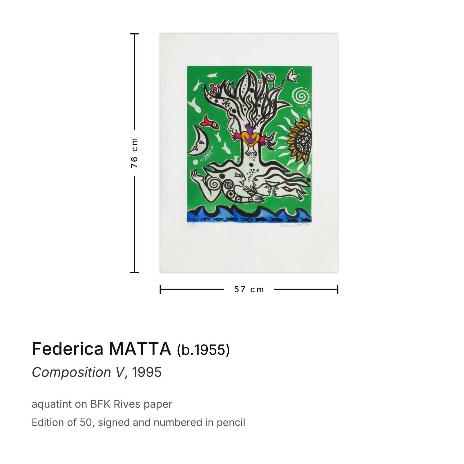 Federica Matta Gesigneerde Aquatint Composition V 1995 photo furniture