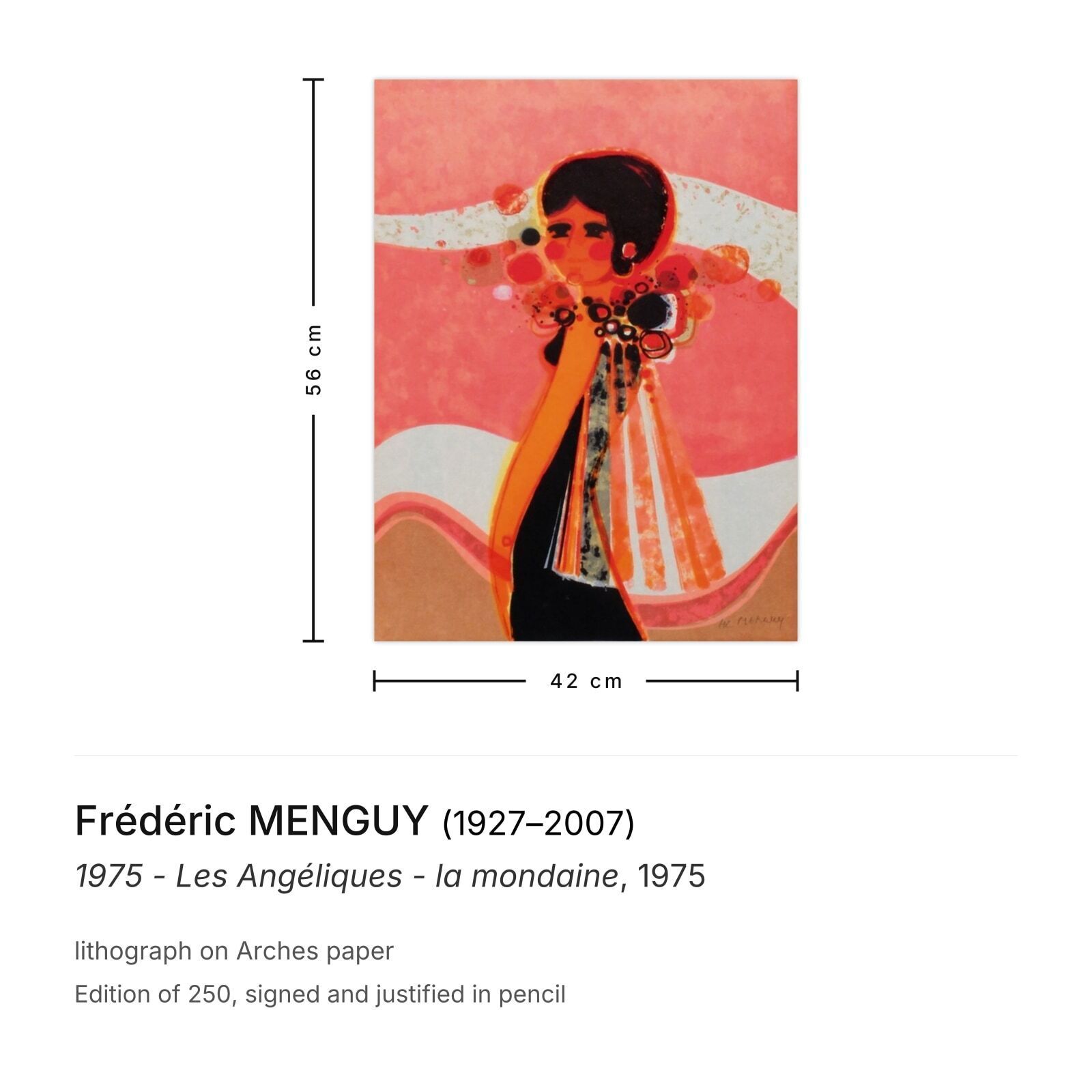 Frédéric Menguy Gesigneerde Lithografie 1975 Les Angéliques La Mondaine photo furniture