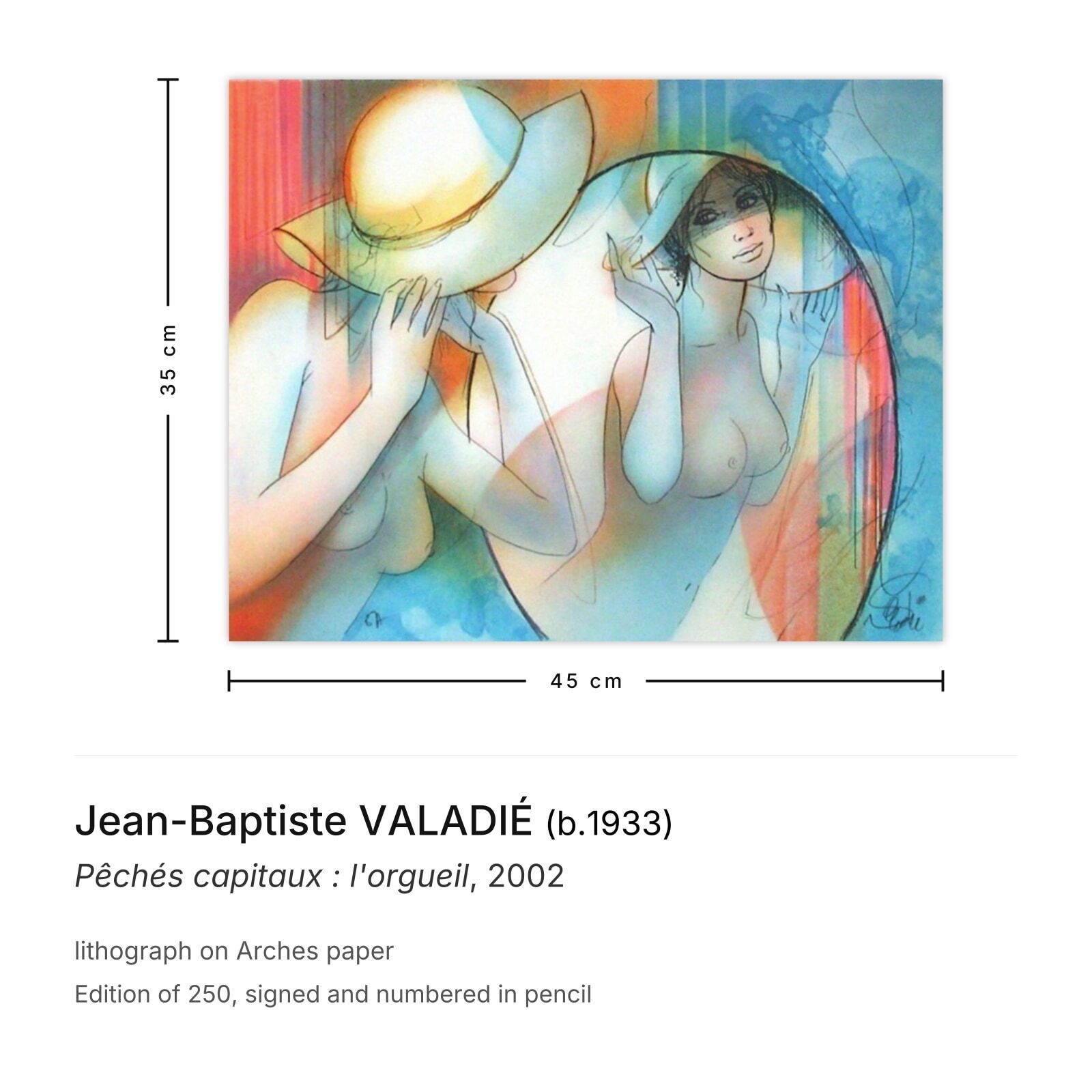 Jean Baptiste Valadié Gesigneerde Lithografie Pêchés Capitaux : L'orgueil 2002 photo furniture