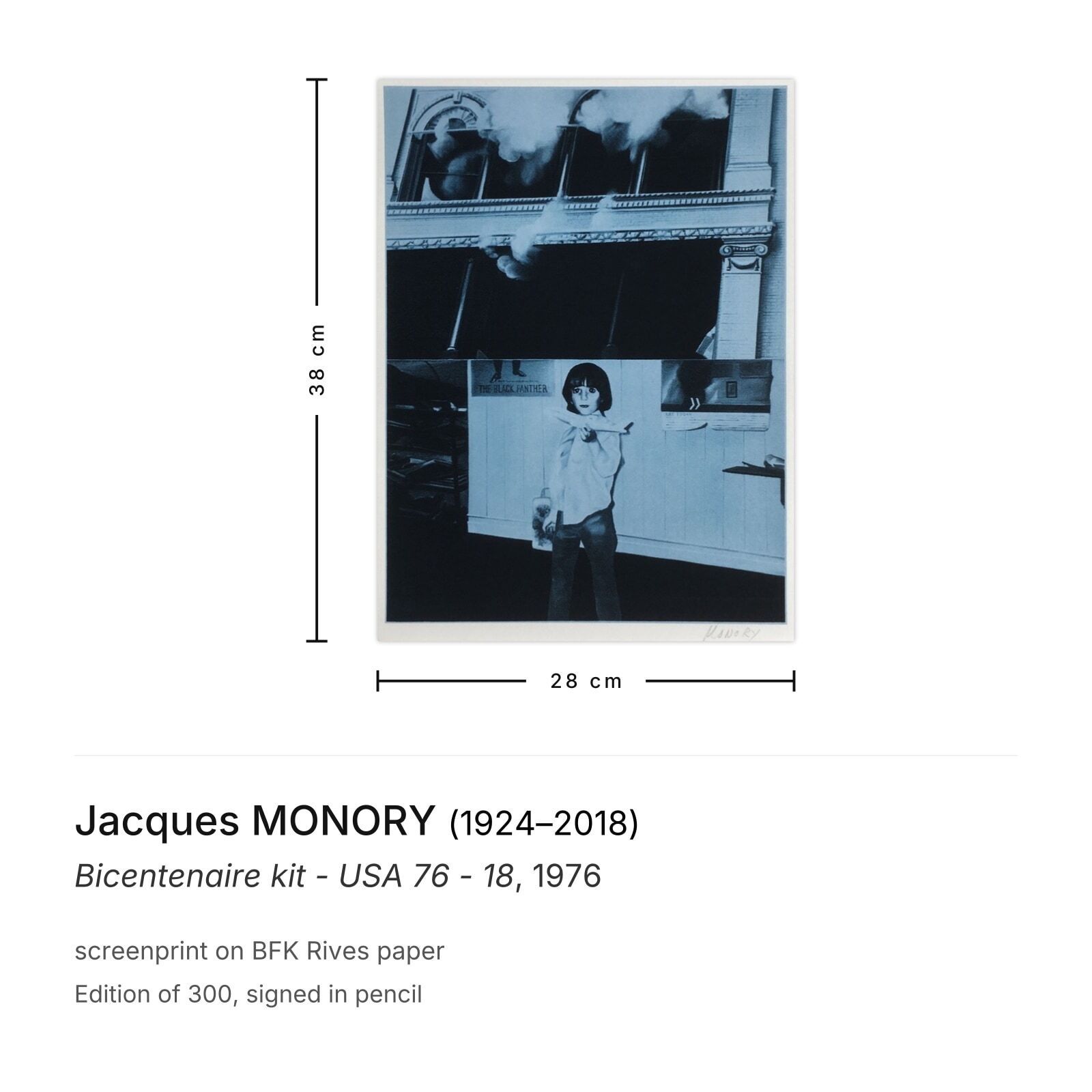 Jacques Monory Gesigneerde Zeefdruk Bicentenaire Kit   USA 76   18 photo furniture