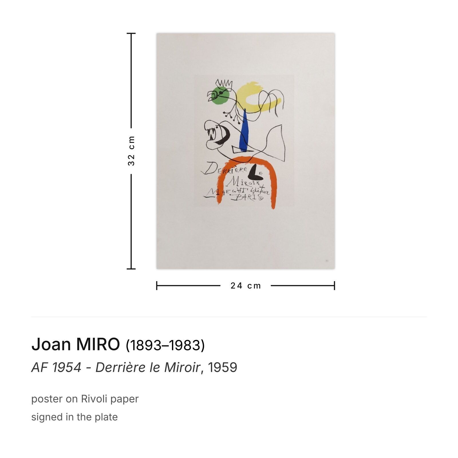 Joan Miro Poster Af 1954   Derrière Le Miroir 1959 photo furniture