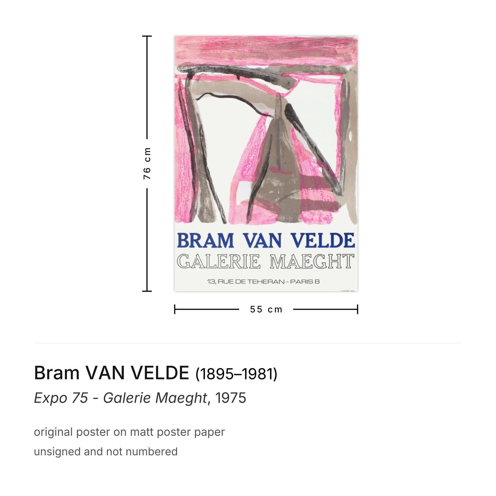 Bram Van Velde Poster Expo 75   Galerie Maeght photo furniture