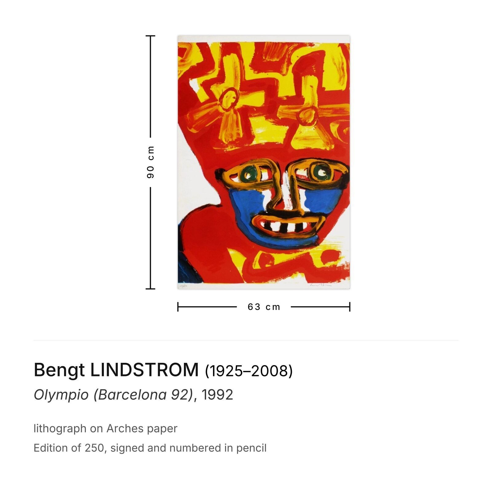 Bengt Lindstrom Gesigneerde Lithografie Olympio (Barcelona 92) photo furniture