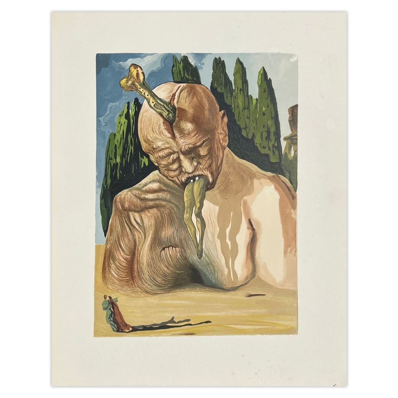Salvador Dali Woodcut Divine Comédie Enfer 27   Un Diable Logicien 1960