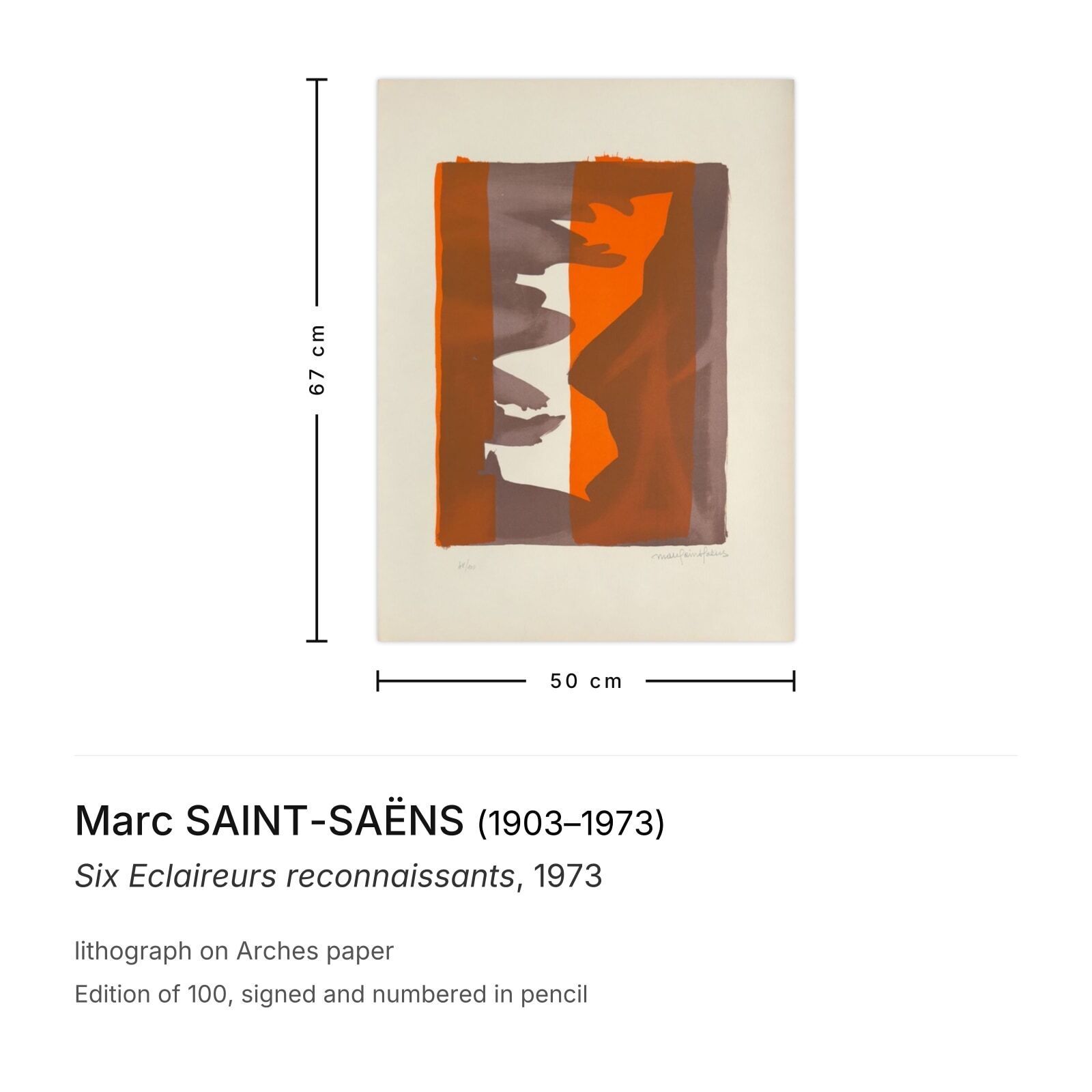 Marc Saint Saëns Gesigneerde Lithografie Six Eclaireurs Reconnaissants 1973 photo furniture