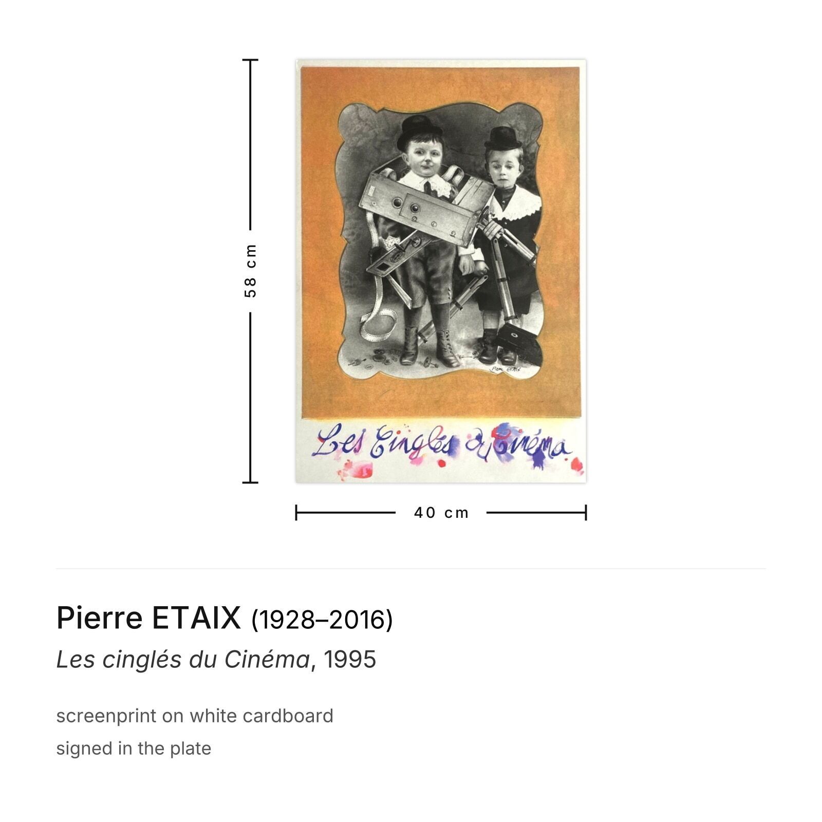 Pierre Etaix Zeefdruk Les Cinglés Du Cinéma 1995 photo furniture