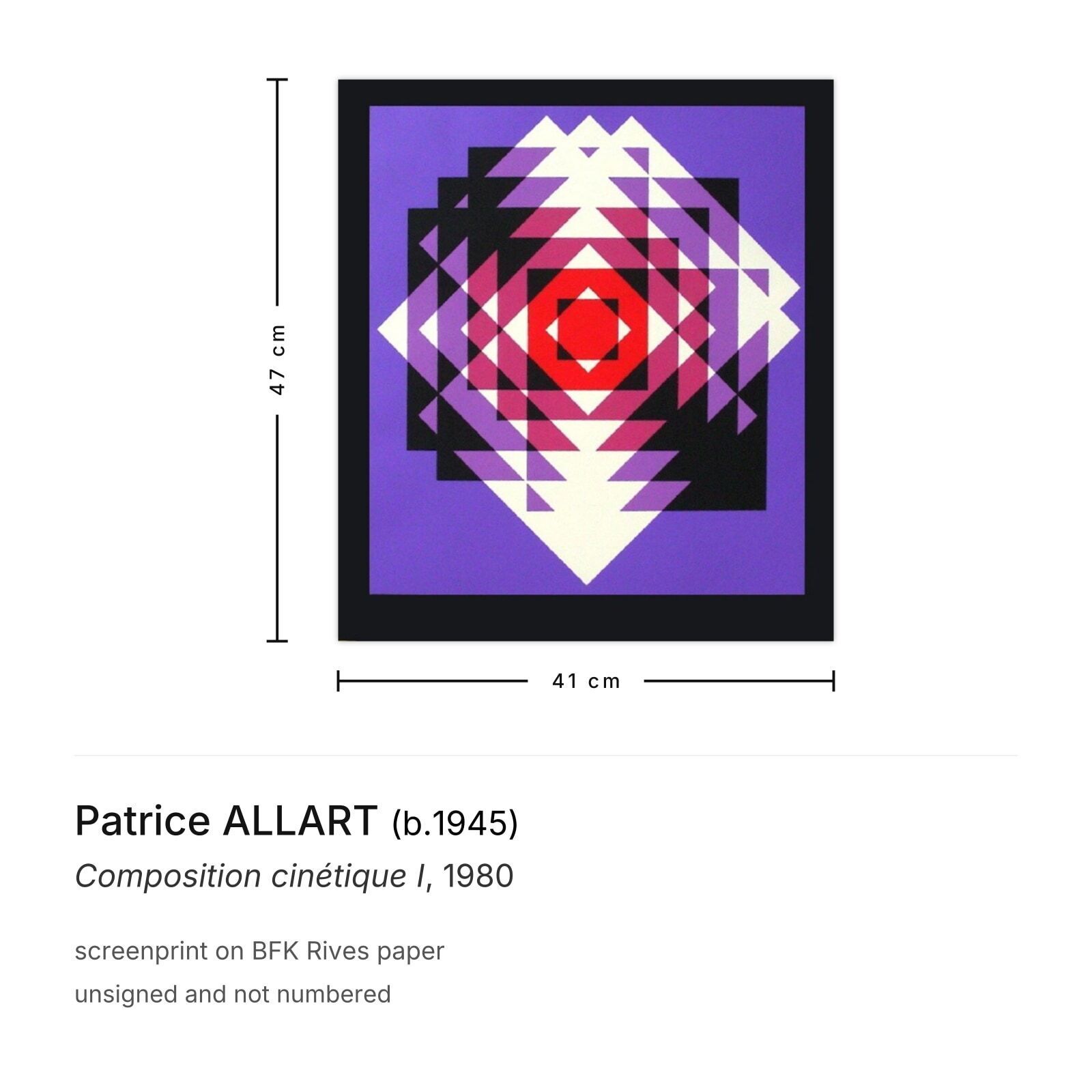 Patrice Allart Screenprint Composition Cinétique I 1980 photo furniture