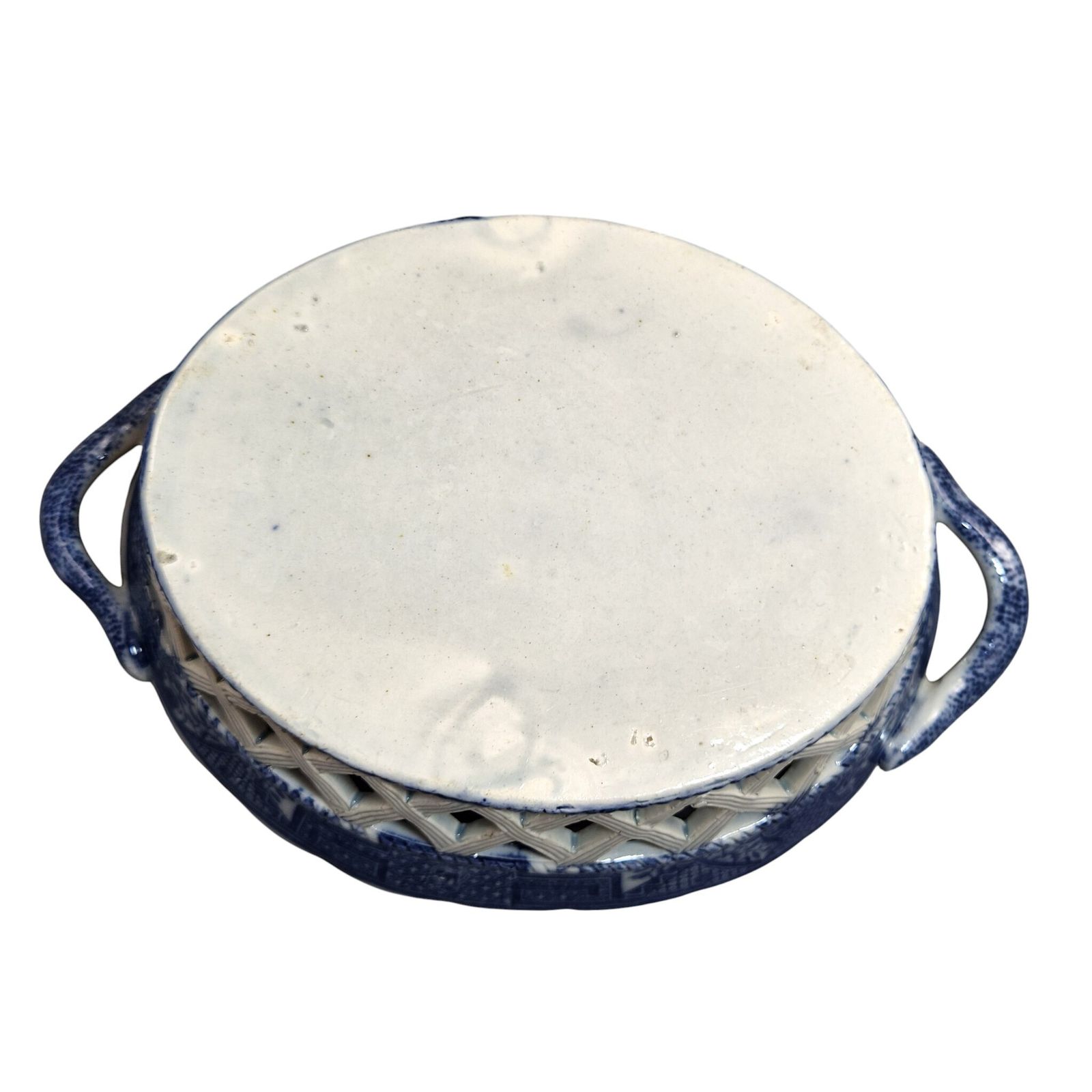 Regency Spode Reticulated Chestnut Basket, Long Bridge Pattern, ca. 1810-1815 photo vintage