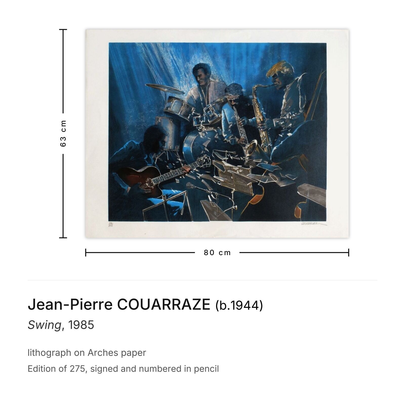 Jean Pierre Couarraze Gesigneerde Lithografie Swing 1985 photo furniture