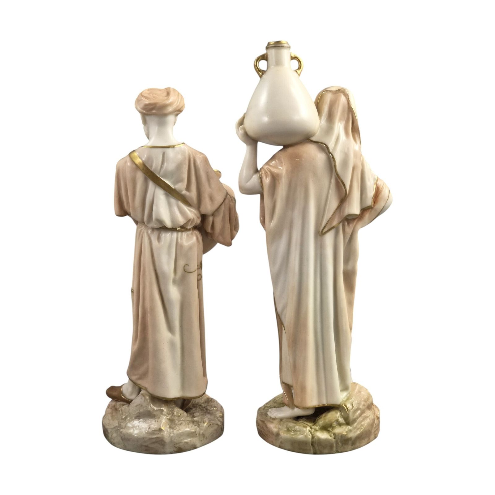 Royal Worcester Blush Ivory Orientalist Figures Of Cairo Water Carriers By James Hadley, 1901 1902 photo for sale
