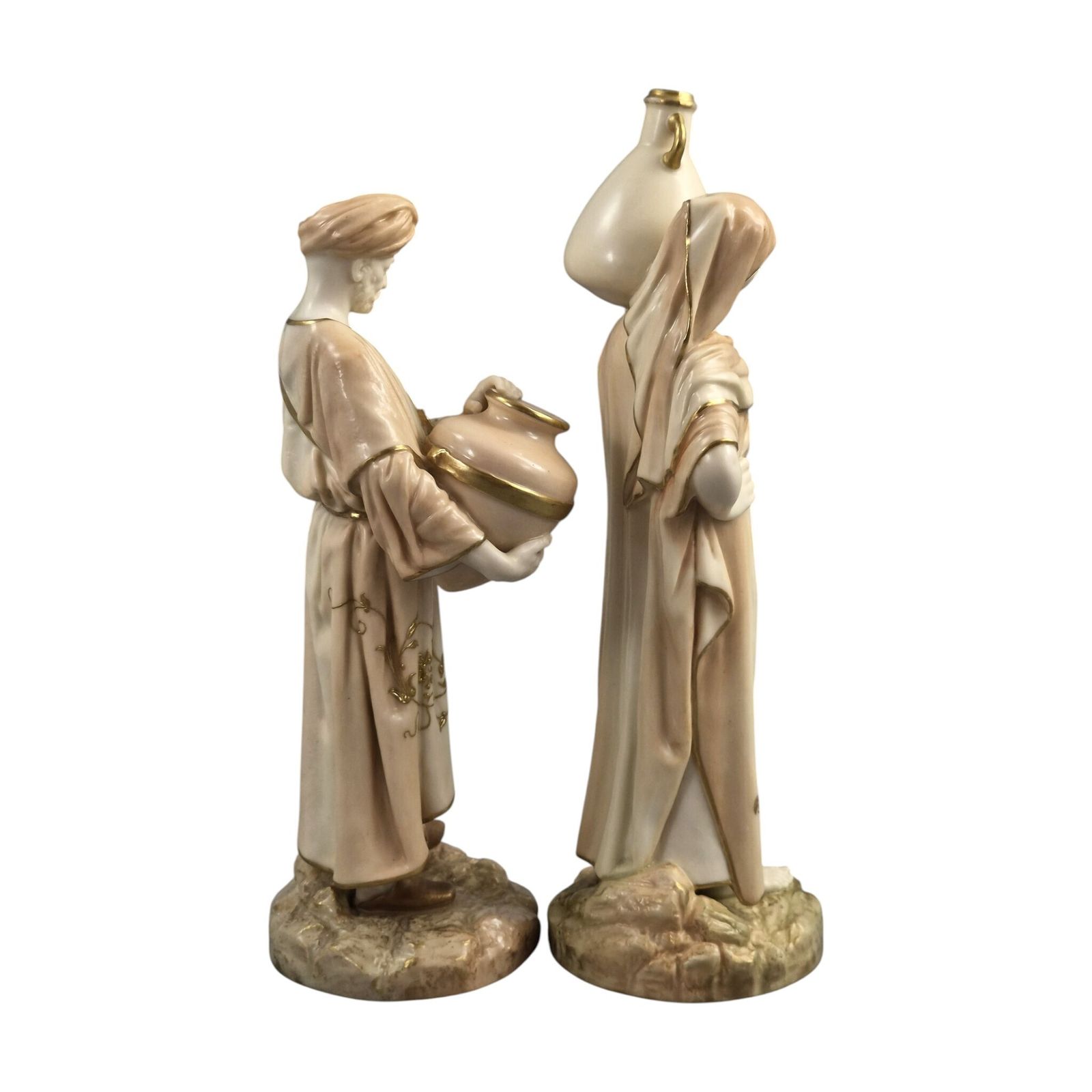 Royal Worcester Blush Ivory Orientalist Figures Of Cairo Water Carriers By James Hadley, 1901 1902 photo Kunst