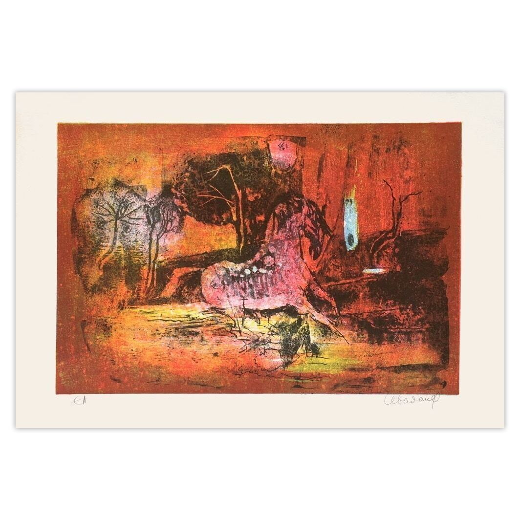 Dang Lebadang Signed Lithograph Cheval à L'arrêt 1975