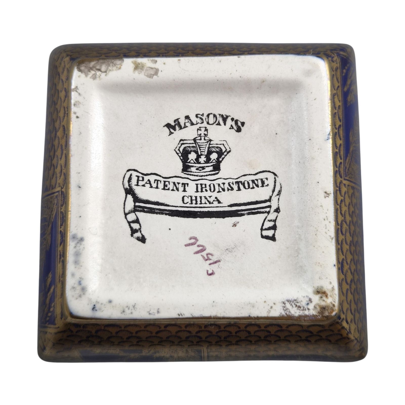 650.0 Uiterst zeldzaam paar Mason's Patent Ironstone Mazarine Blue vazen ca. 1830 48 photo