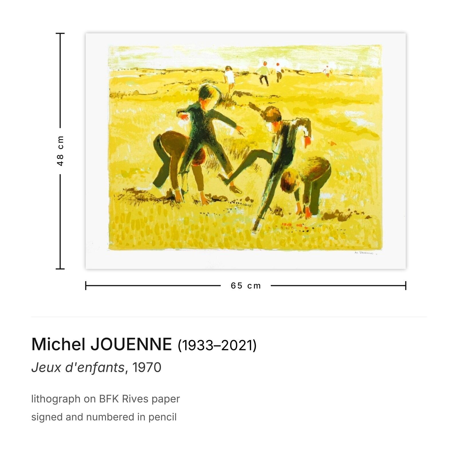 Michel Jouenne Gesigneerde Lithografie Jeux D'enfants 1970 photo furniture