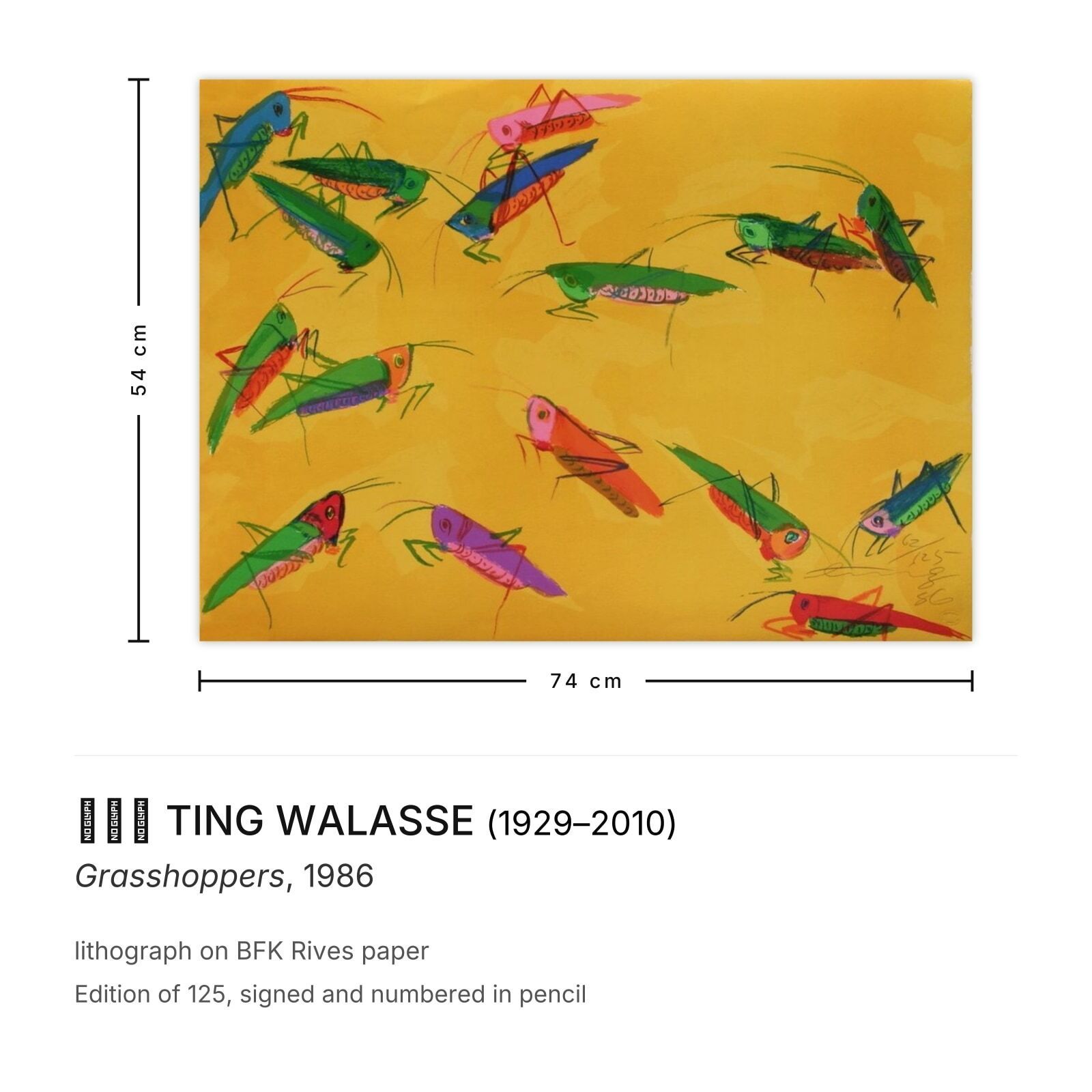 丁雄泉 Ting Walasse Gesigneerde Litho Grasshoppers 1986 photo furniture