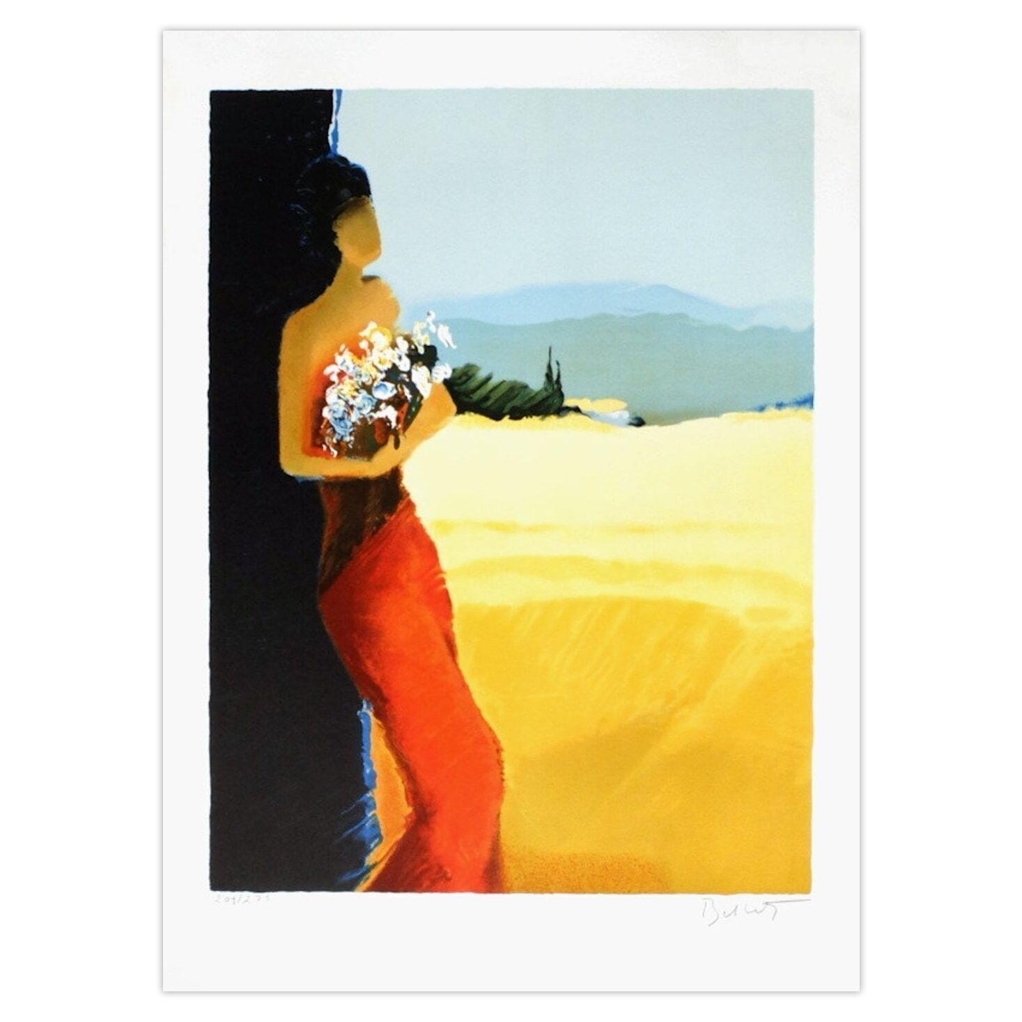 Emile Bellet Signed Lithograph Promenade