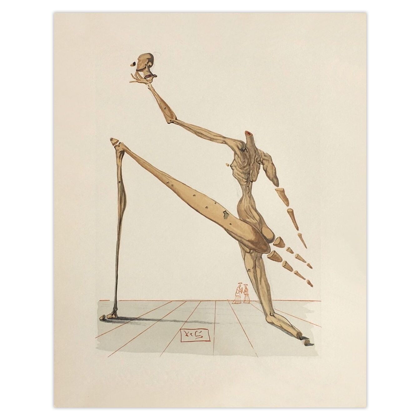 Salvador Dali Woodcut Divine Comédie Enfer 28   Bertrand De Born 1960