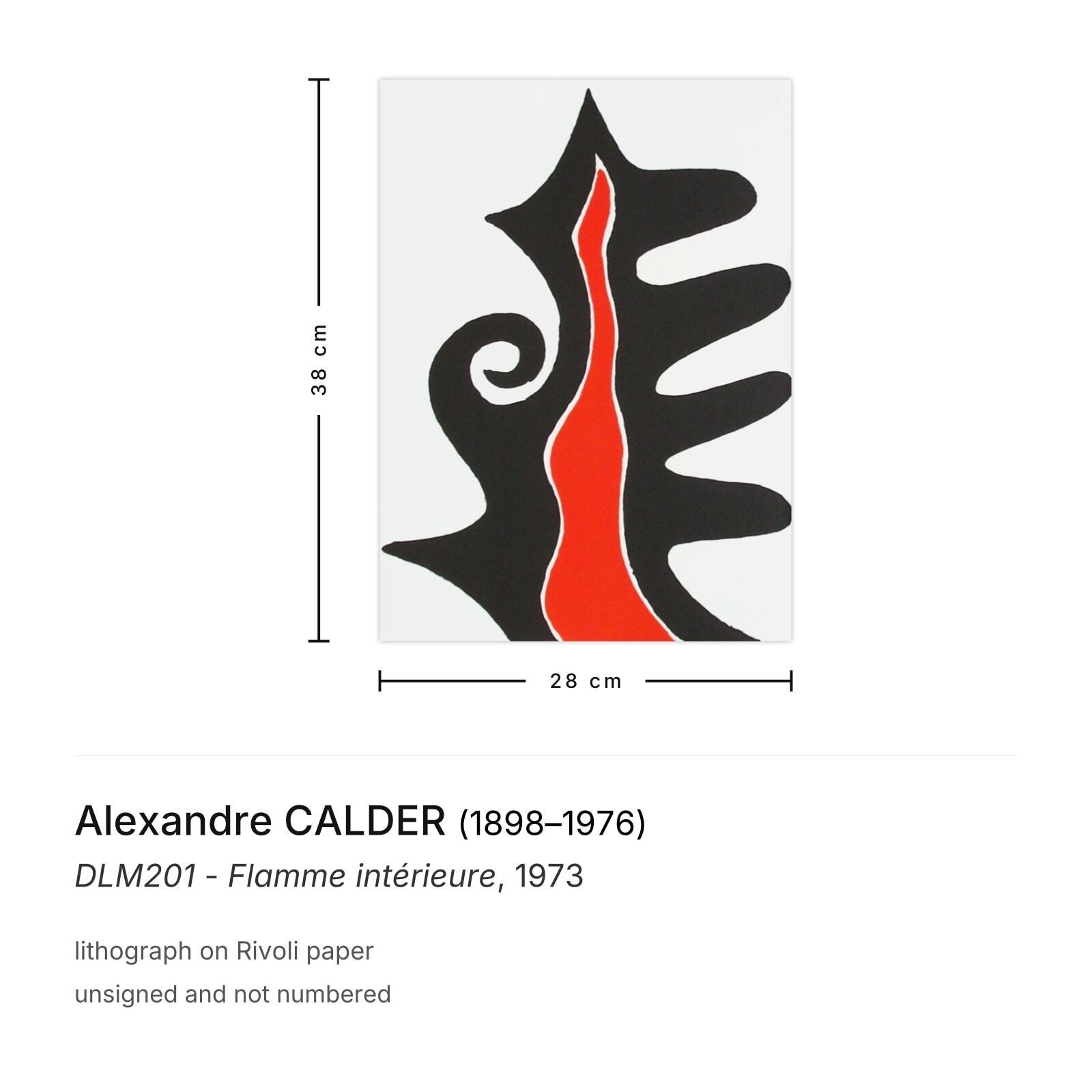 Alexandre Calder Lithograph Dlm201 Flamme Intérieure 1973 photo furniture